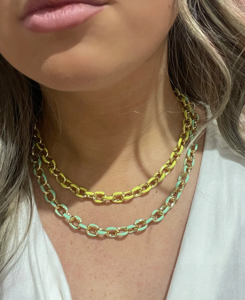 Gold And Neon Chain Necklace
