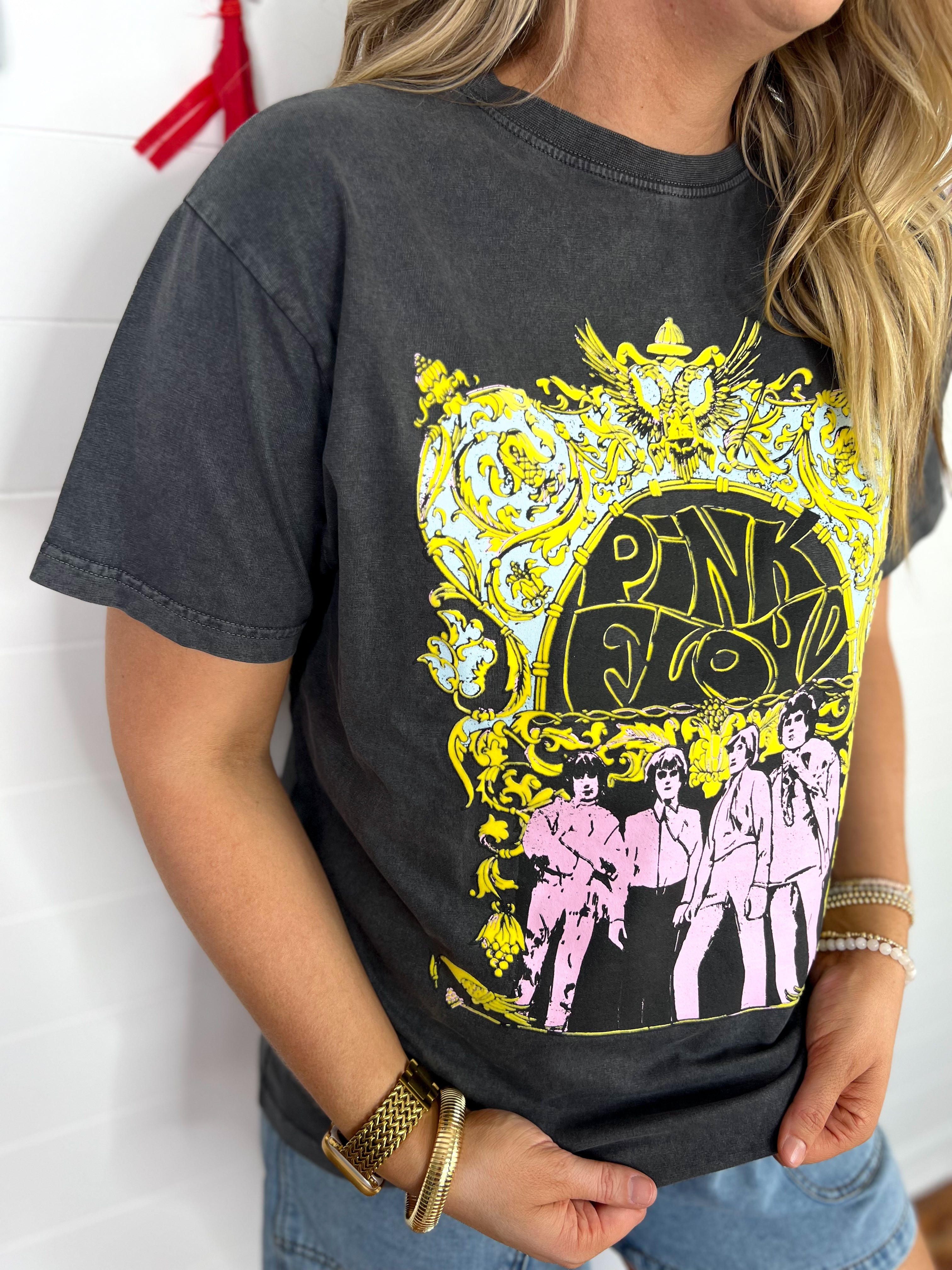 LivyLu Pink Floyd Golden Flocked Graphic Tee