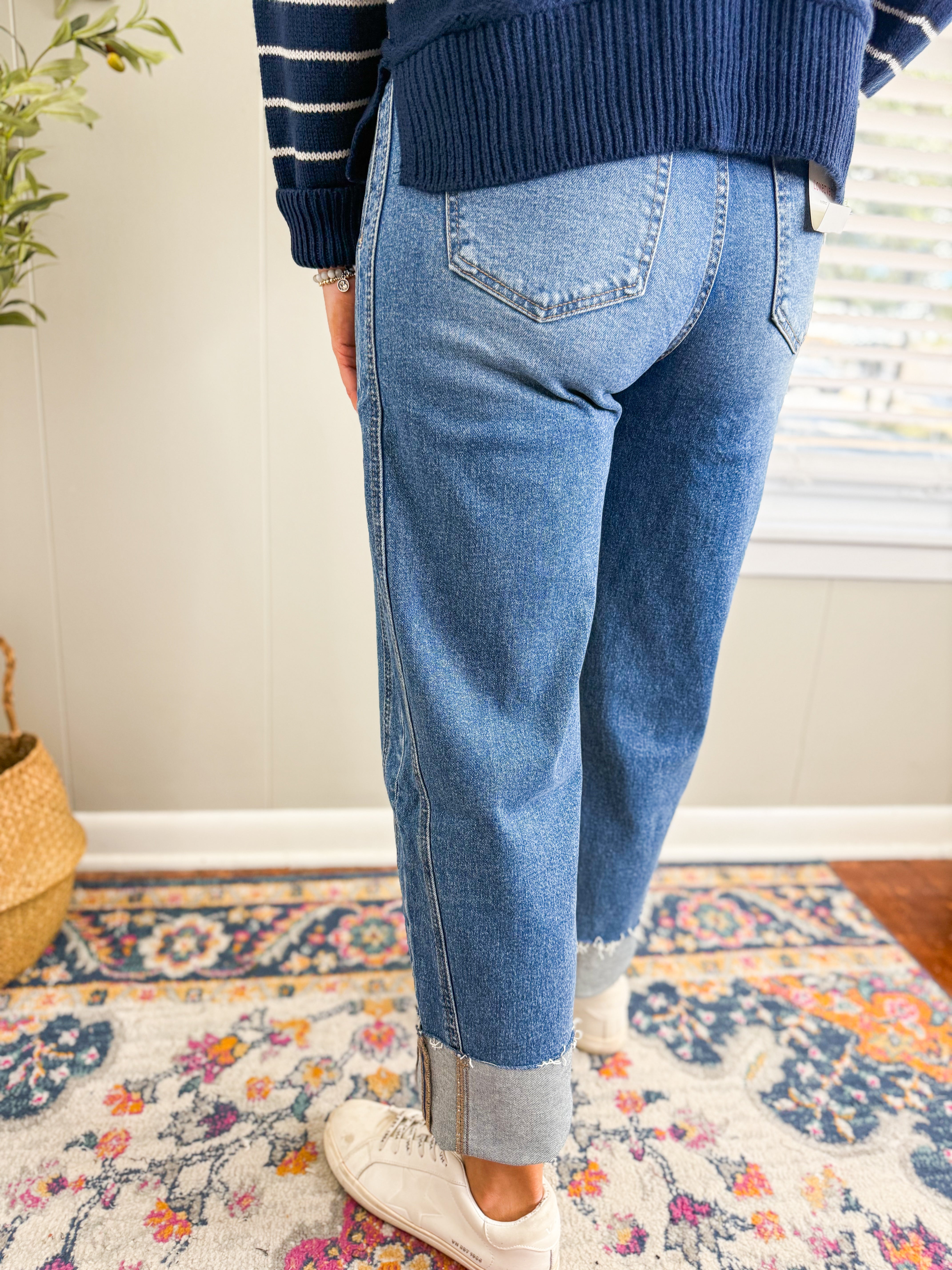 Vervet High Rise Cuffed Barrel Jean