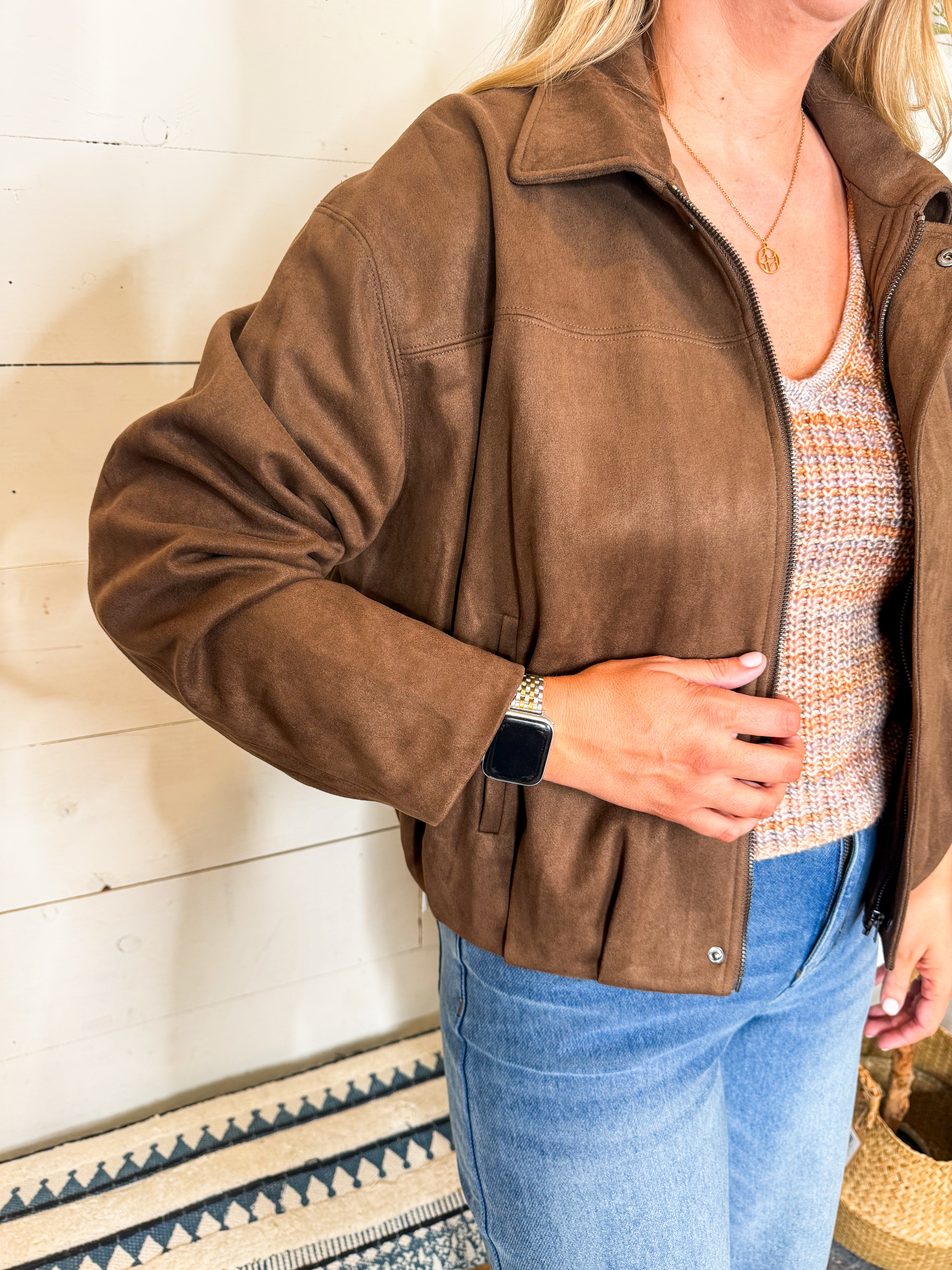 Chocolate Brown Bubble Hem Jacket