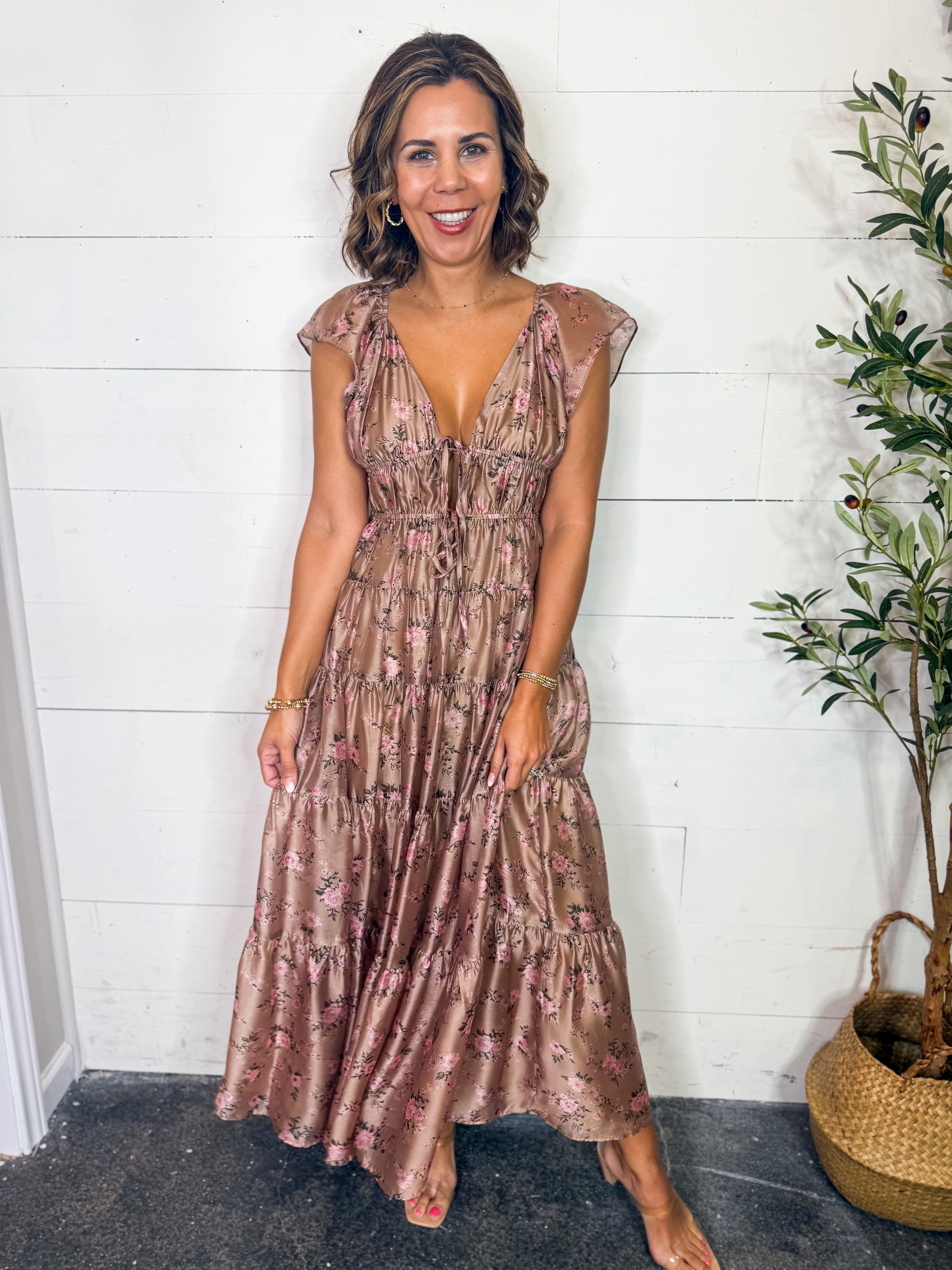 Mauve Floral Maxi Dress