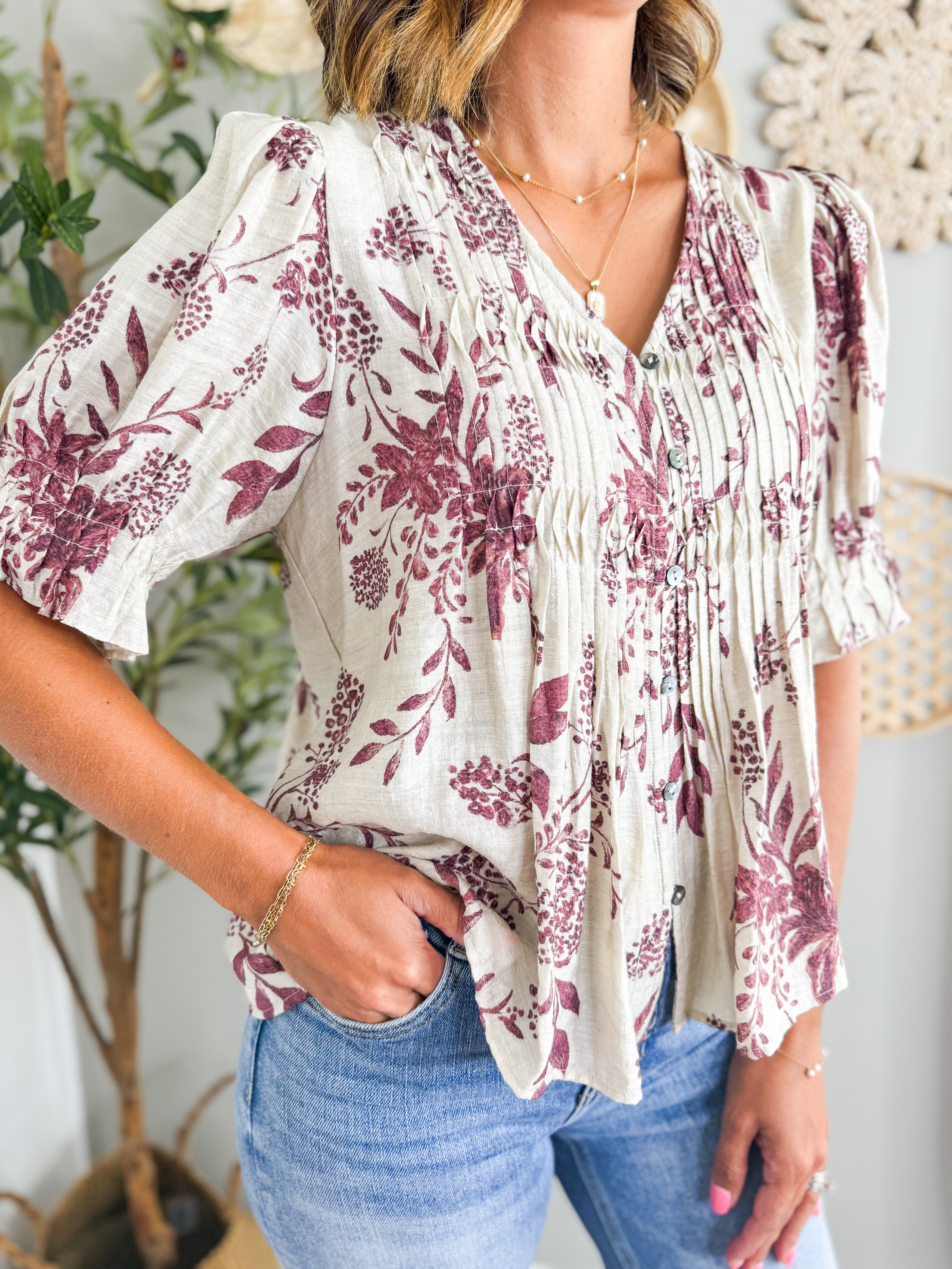Flirty Floral Print Blouse