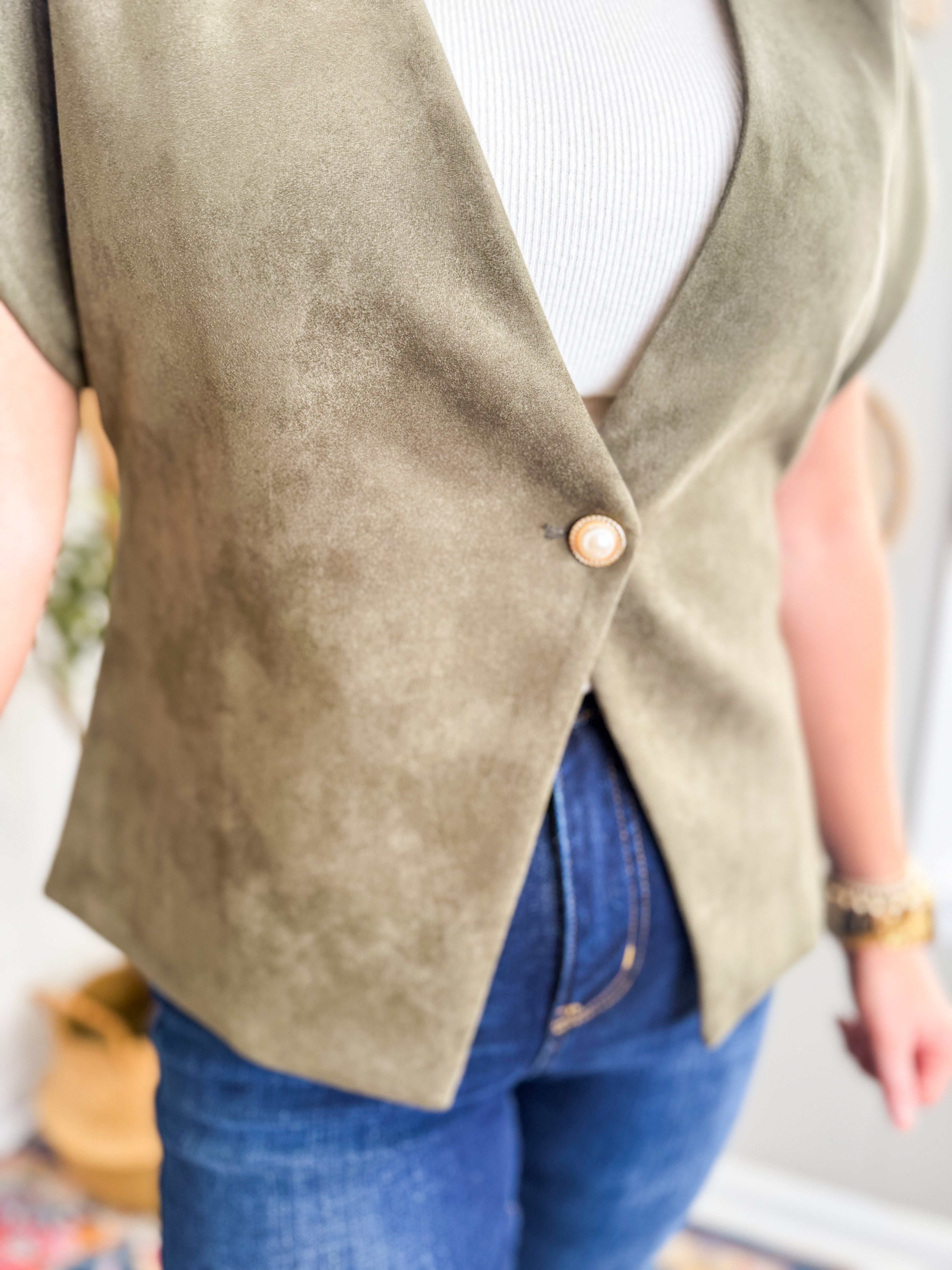 One Button Suede Vest