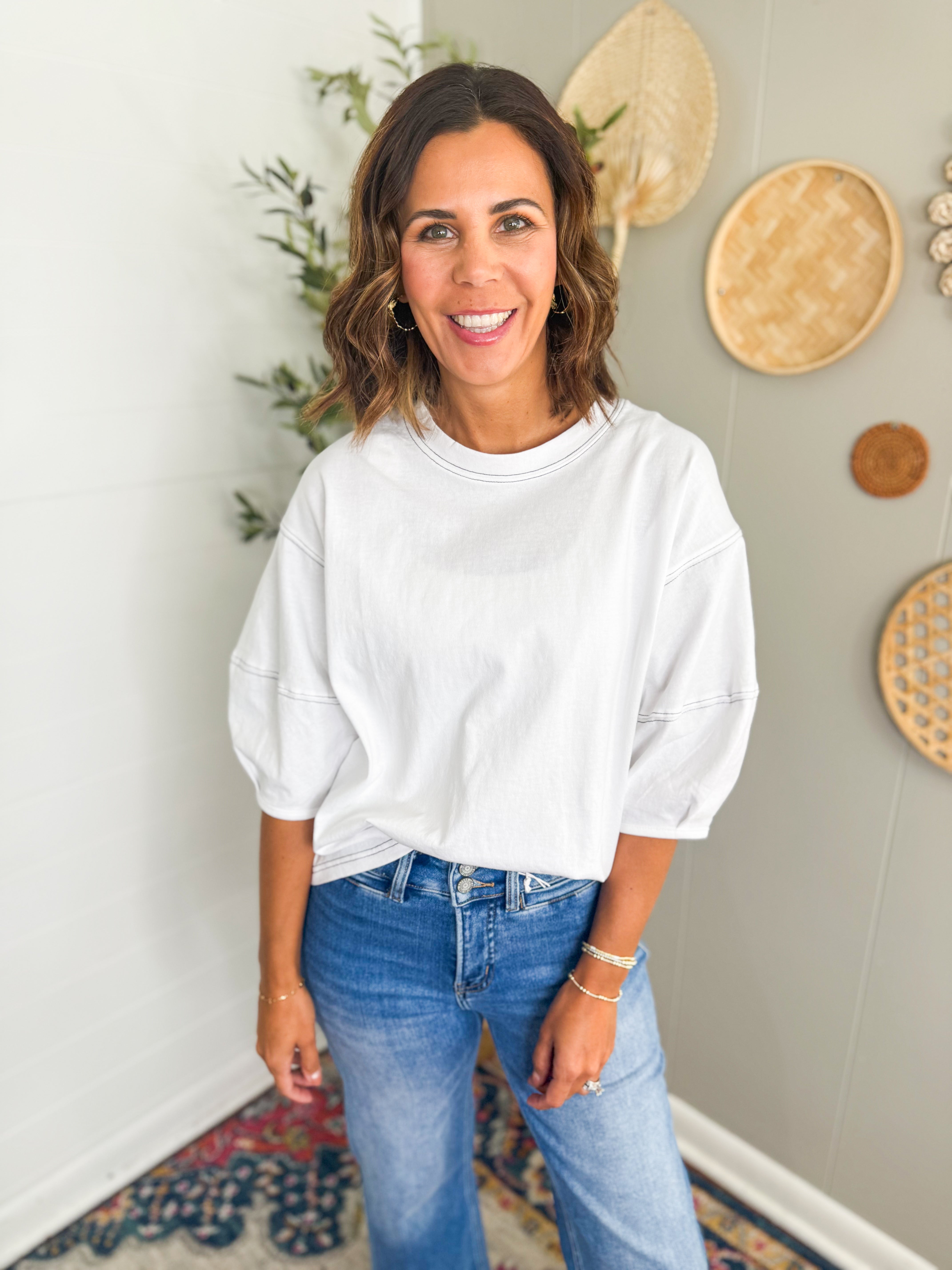 3/4 Balloon Sleeve Top