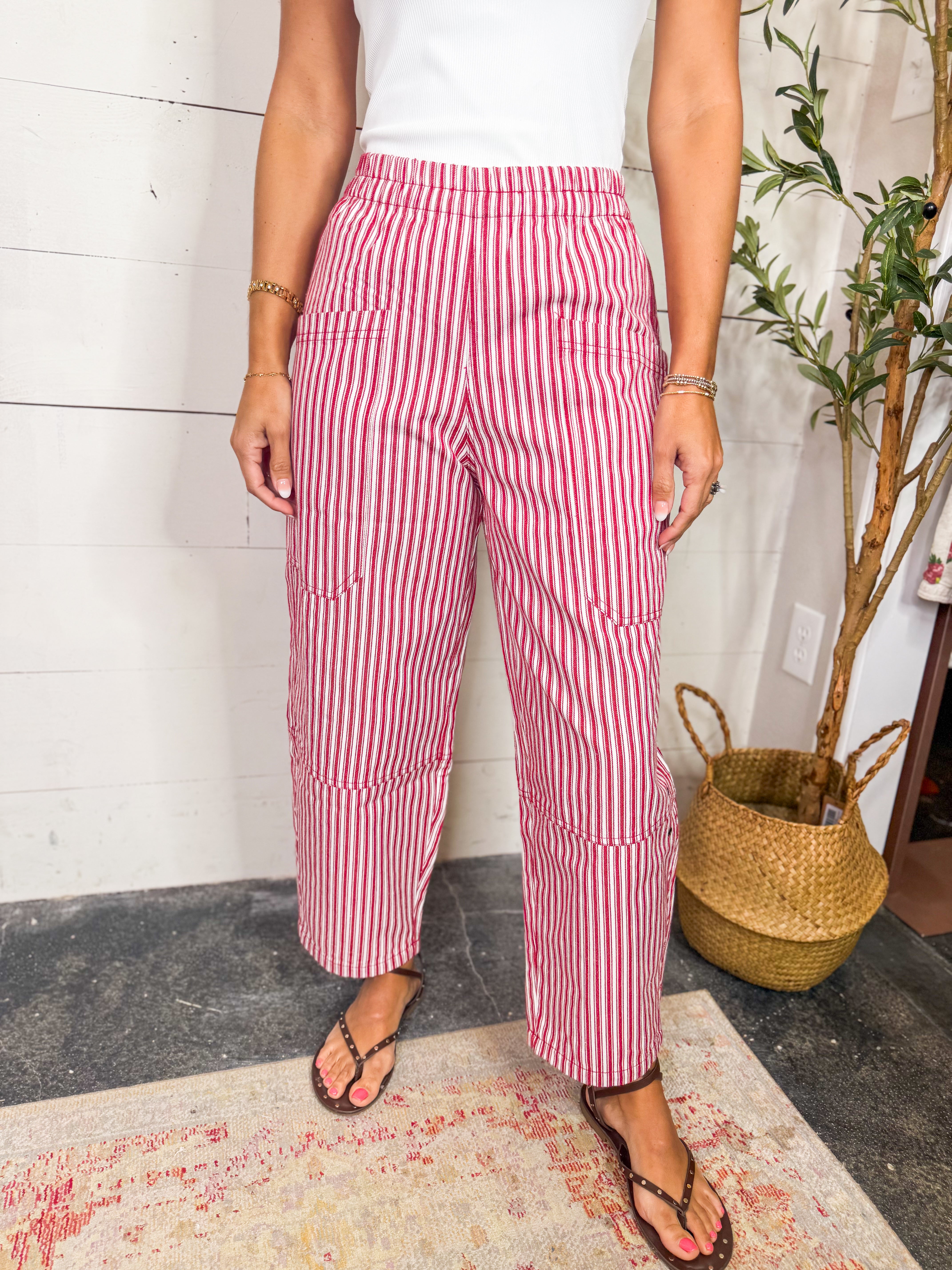 Red Striped Wide Leg Pants
