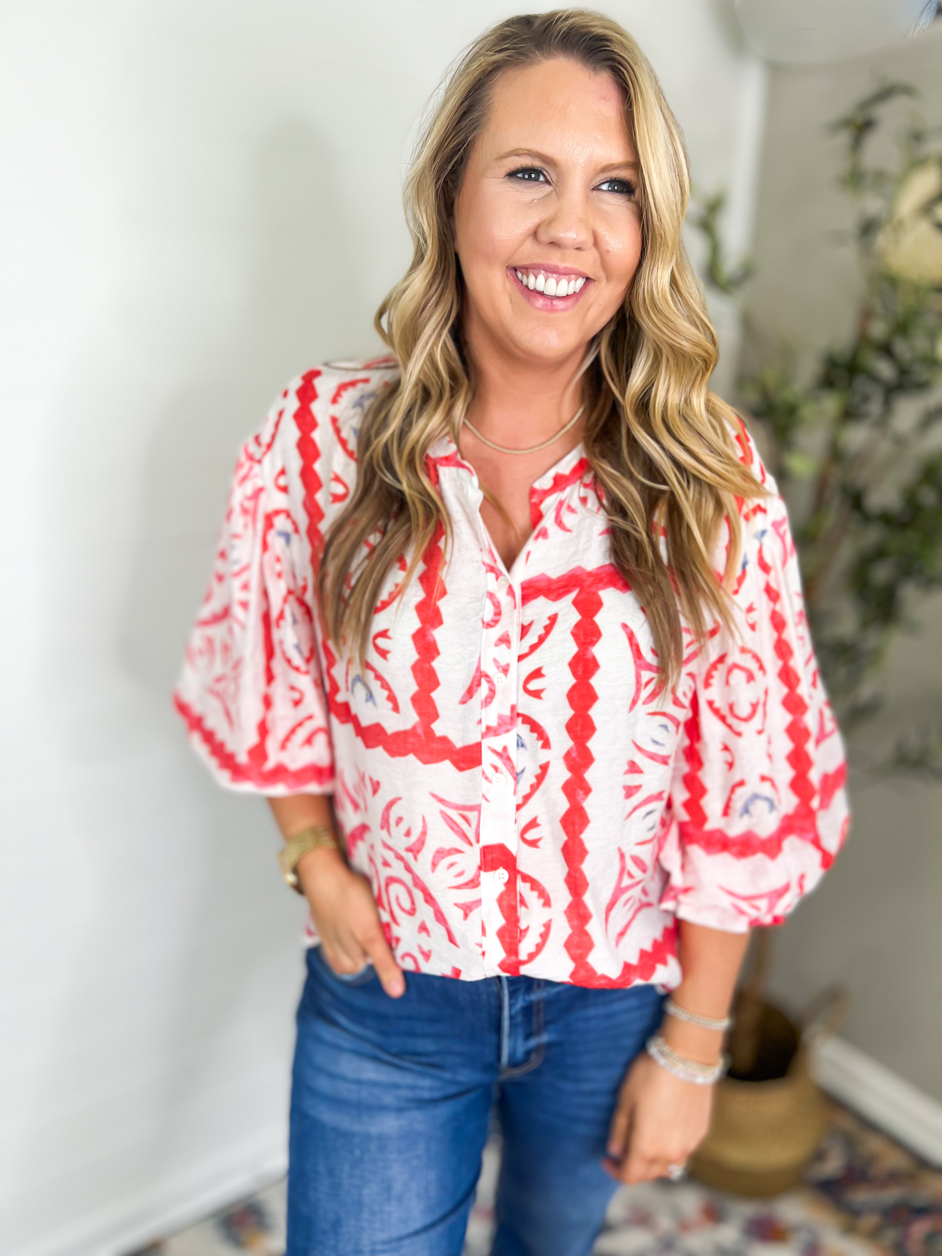 Cool Like Summer Aztec Print Blouse