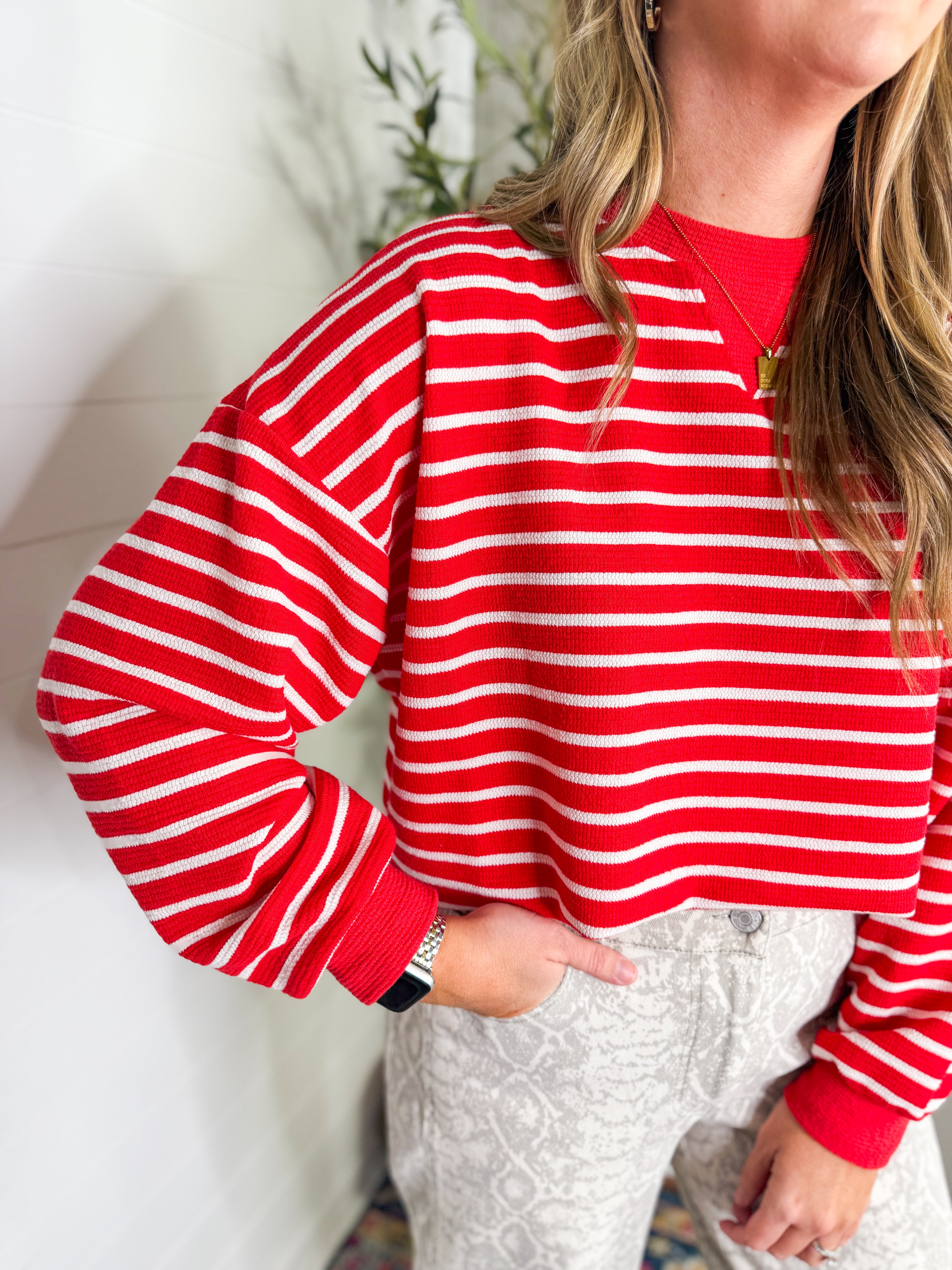Red Striped Sweatshirt