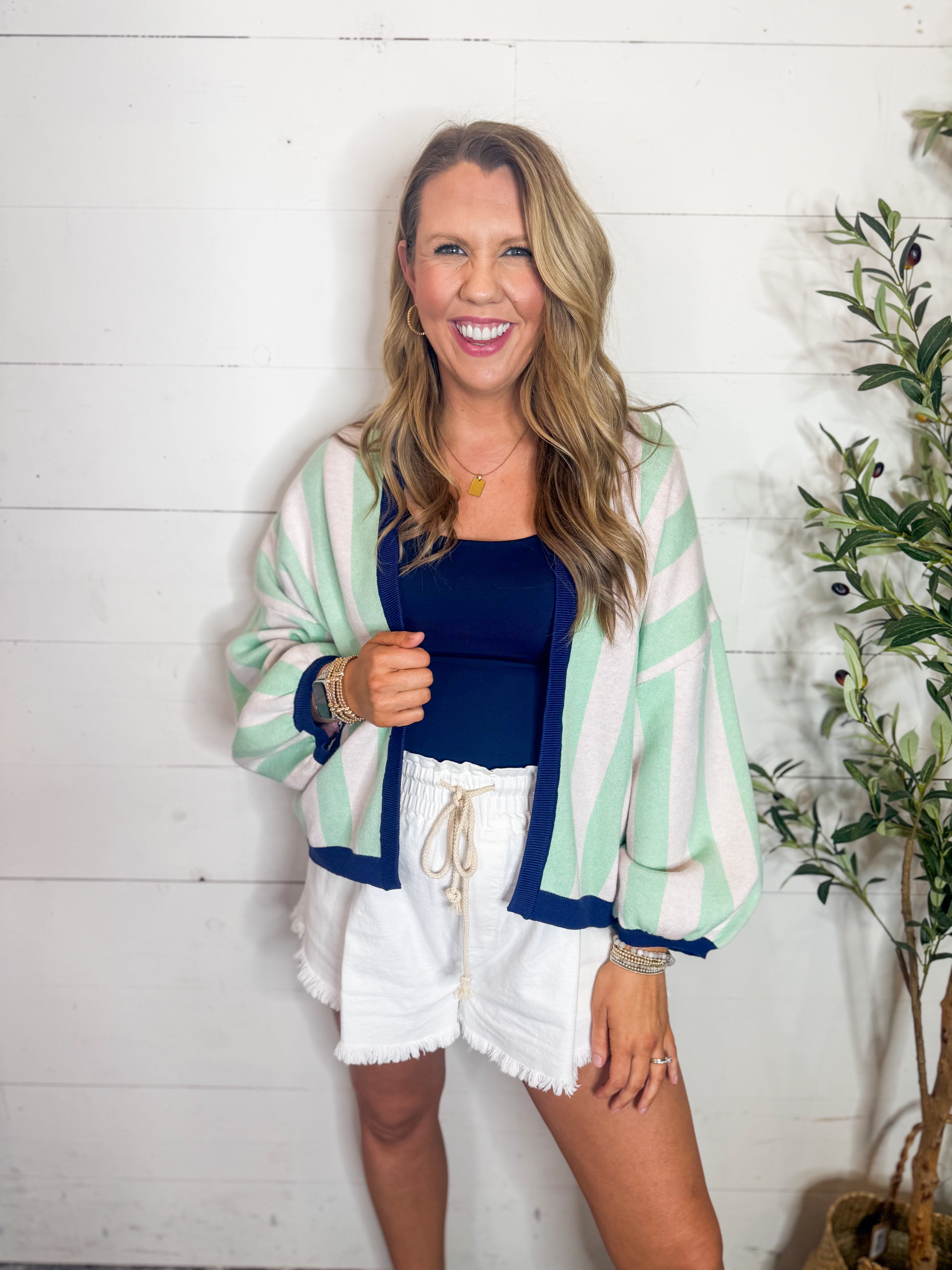 Striped Lobster Detail Cardigan