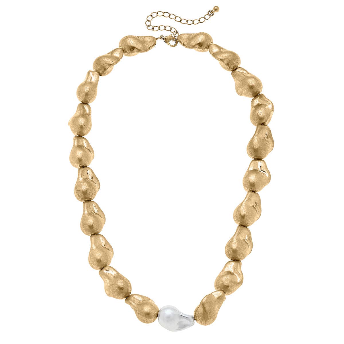 Lulu Baroque Bead & Pearl Necklace in Worn Gold & Ivory