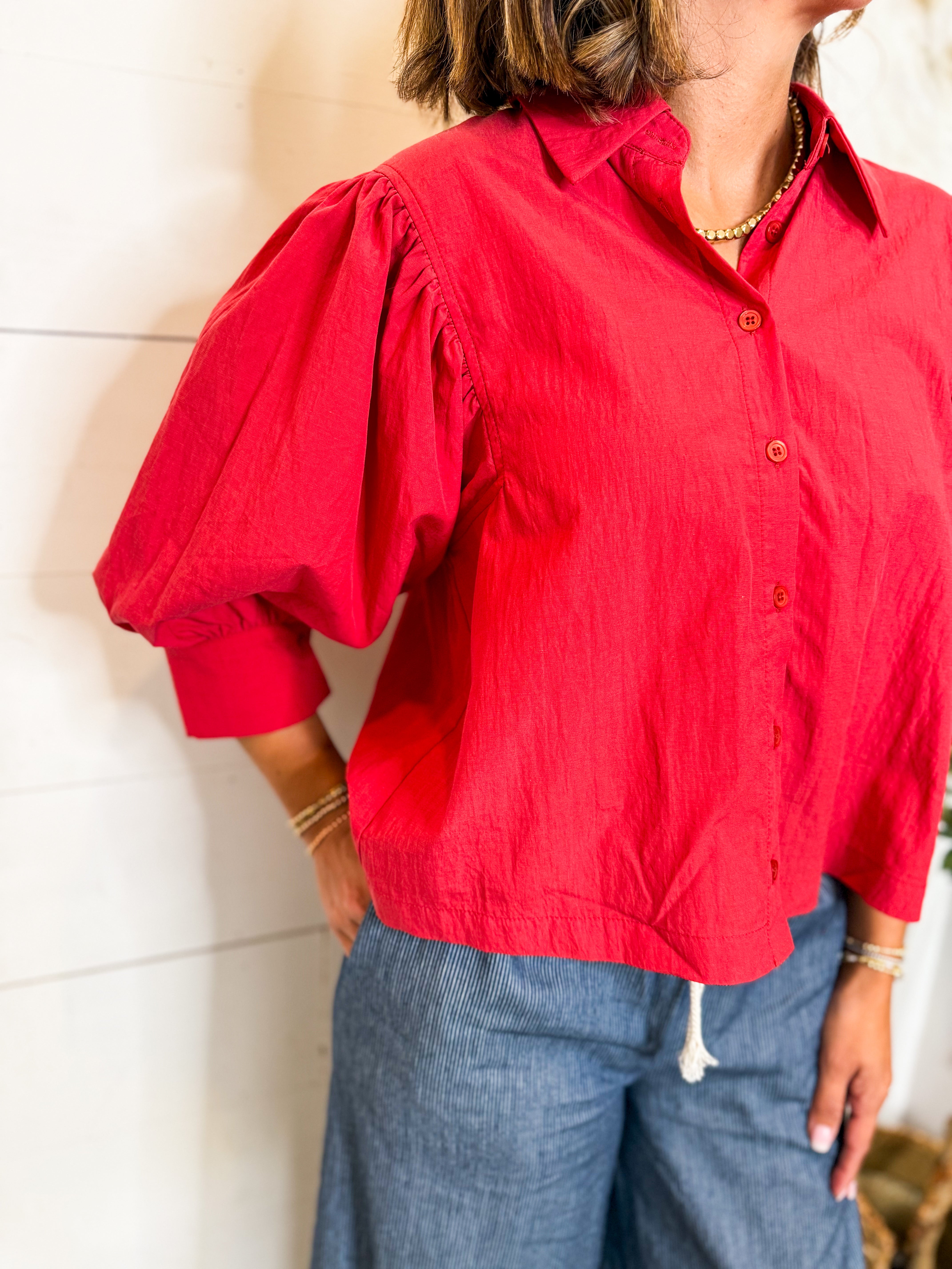 Tomato Button Down Shirt