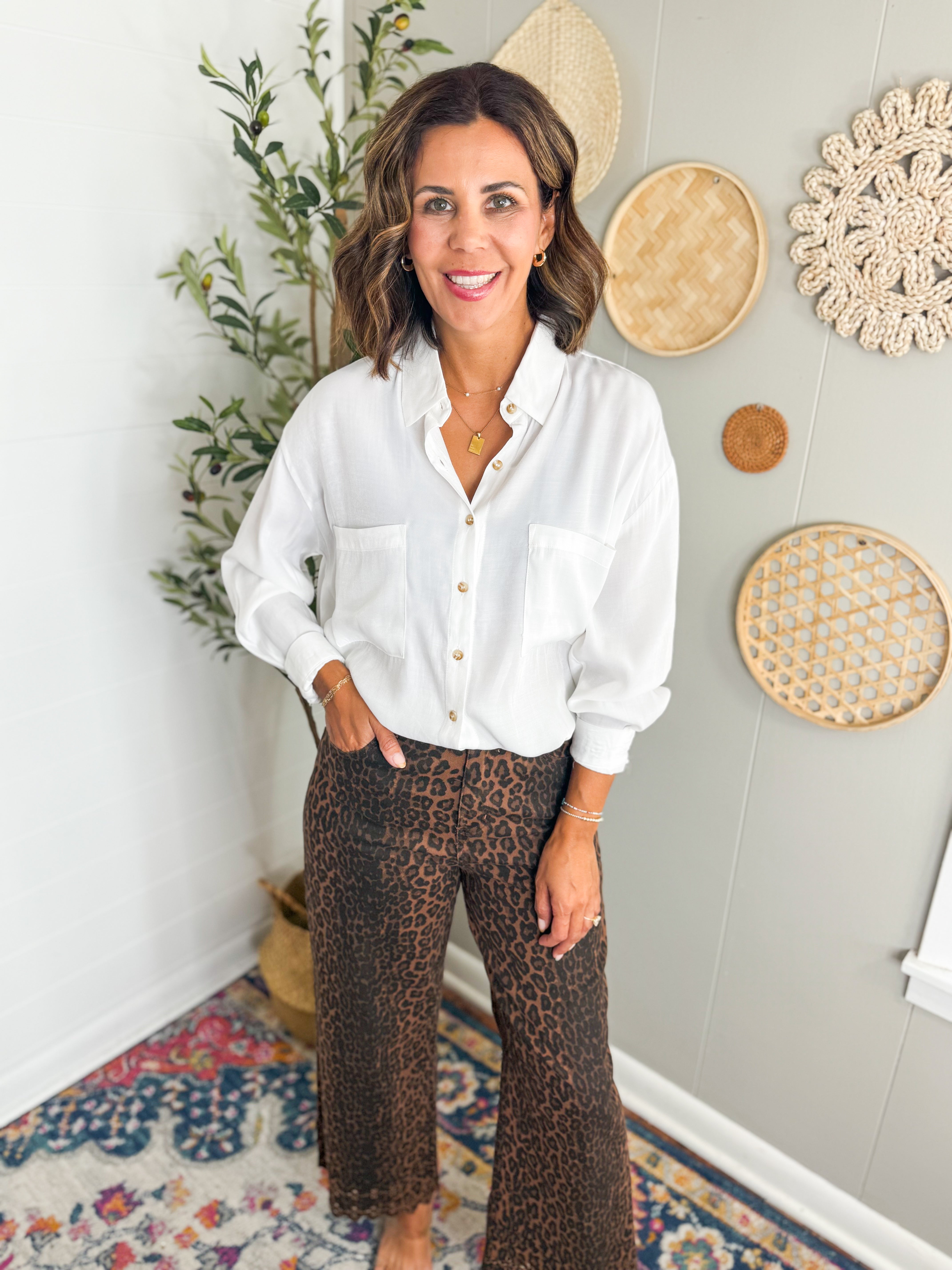 White Oversized Button Down Shirt