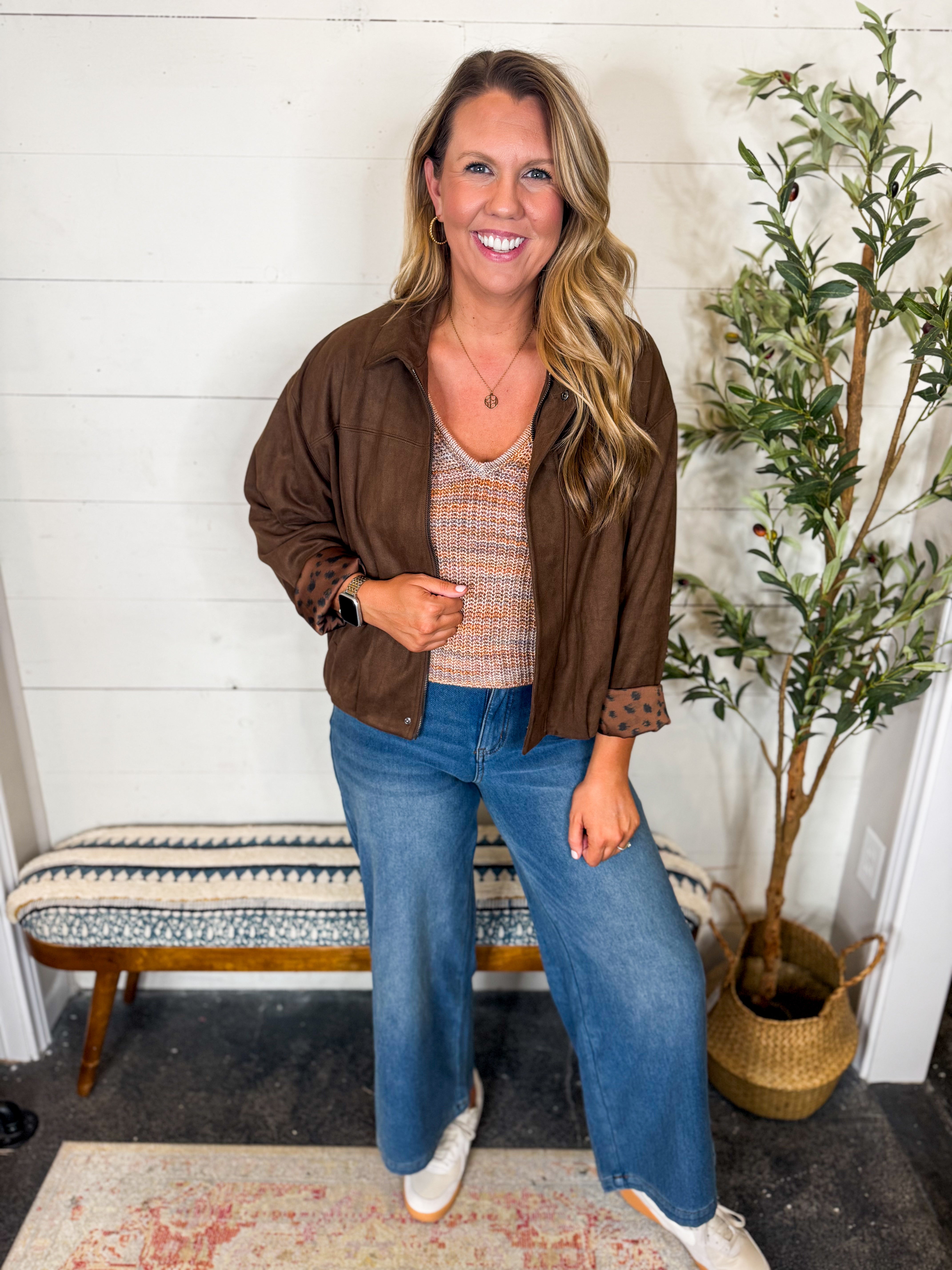 Chocolate Brown Bubble Hem Jacket