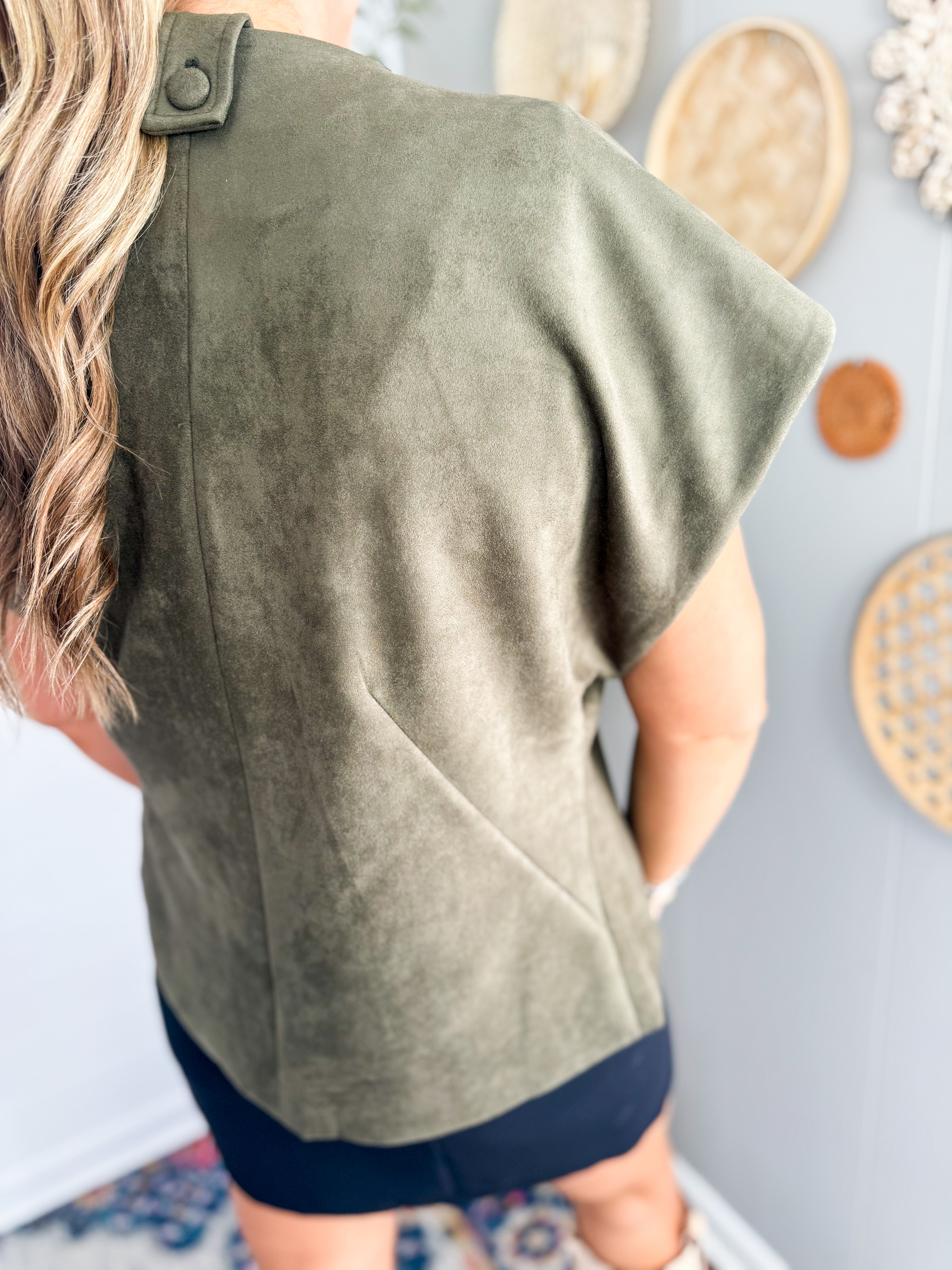 One Button Suede Vest