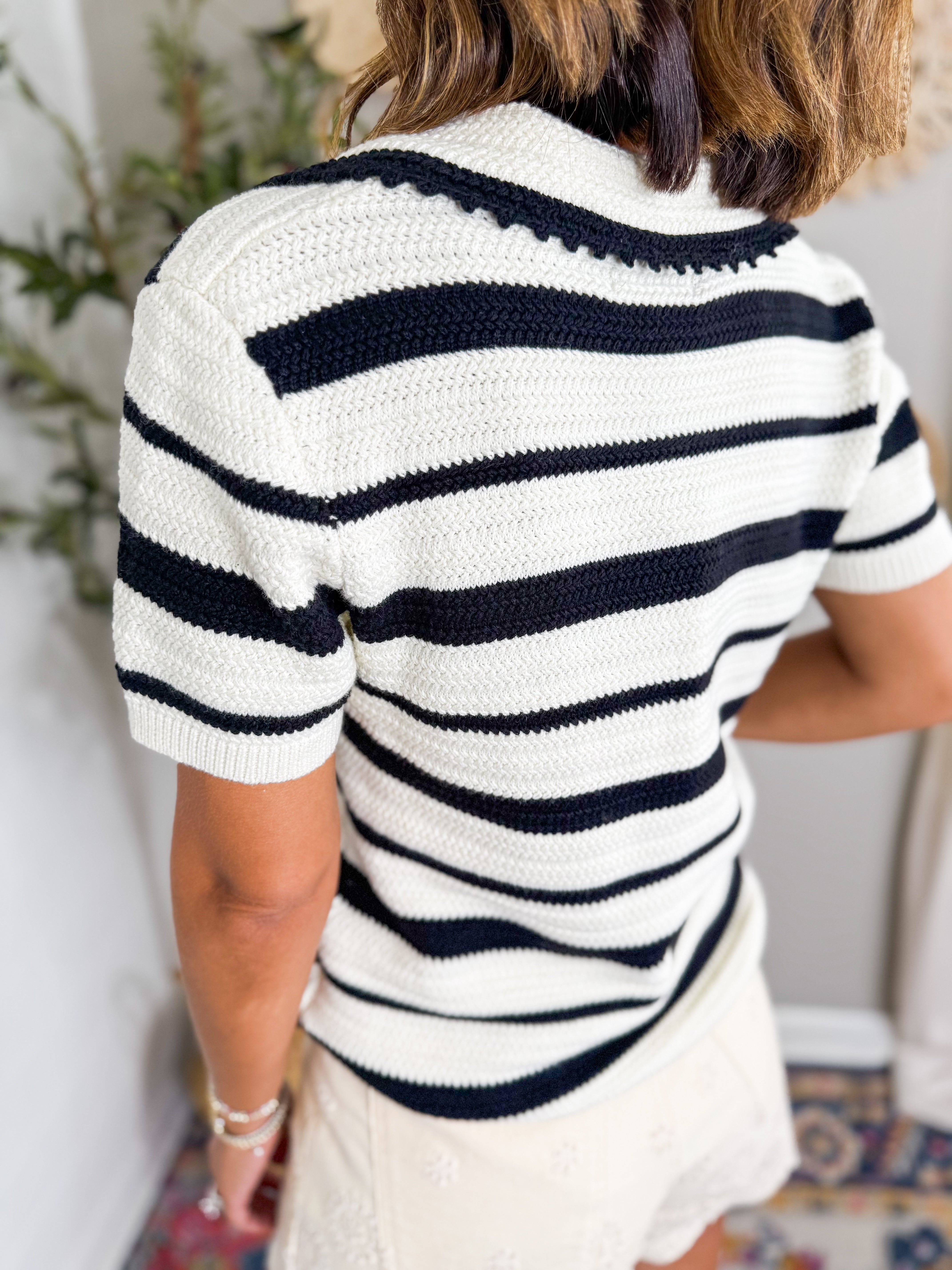 Stripe Embroidered Sweater