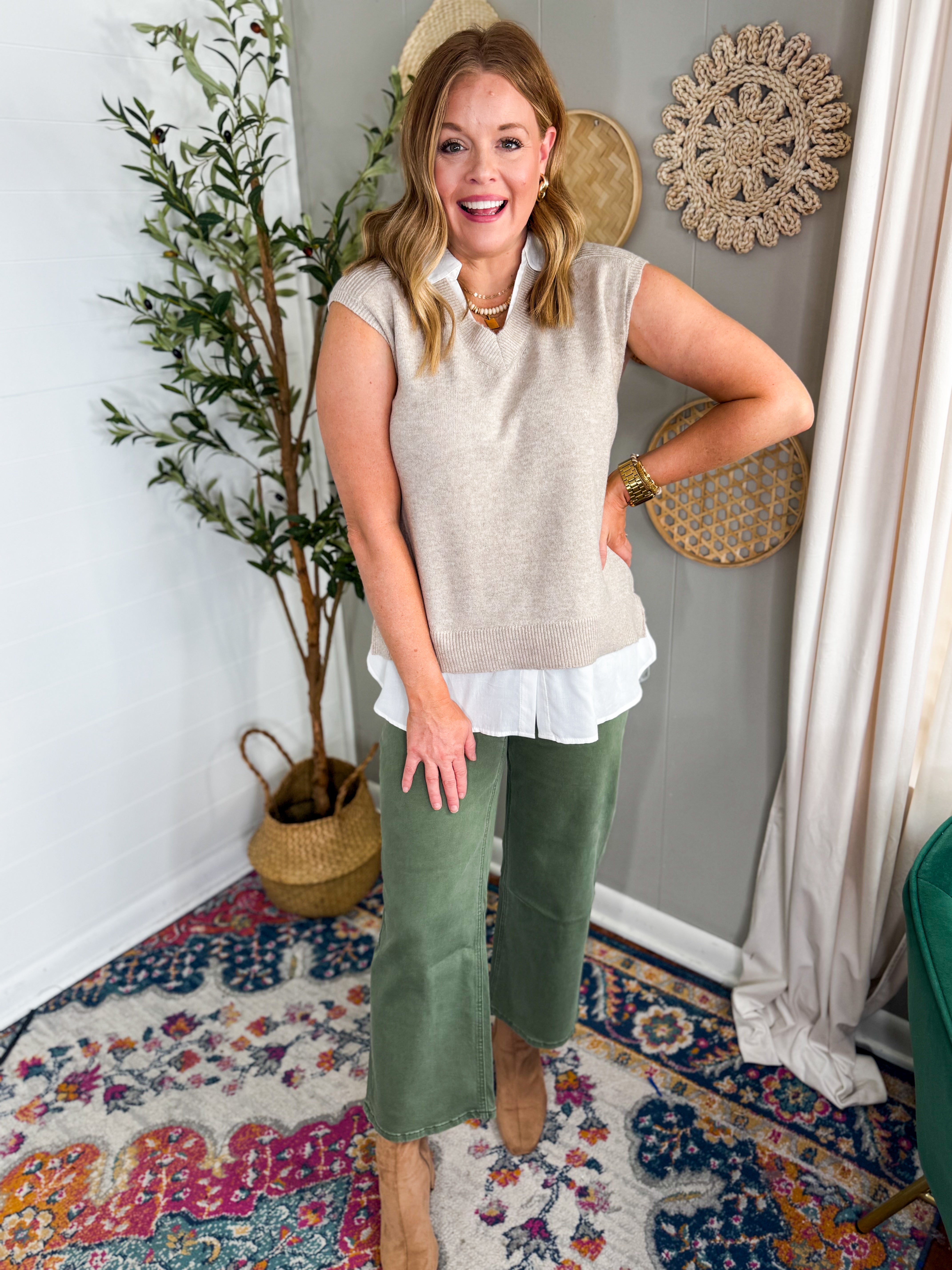 Bayeas Mid Rise Straight Leg - Green