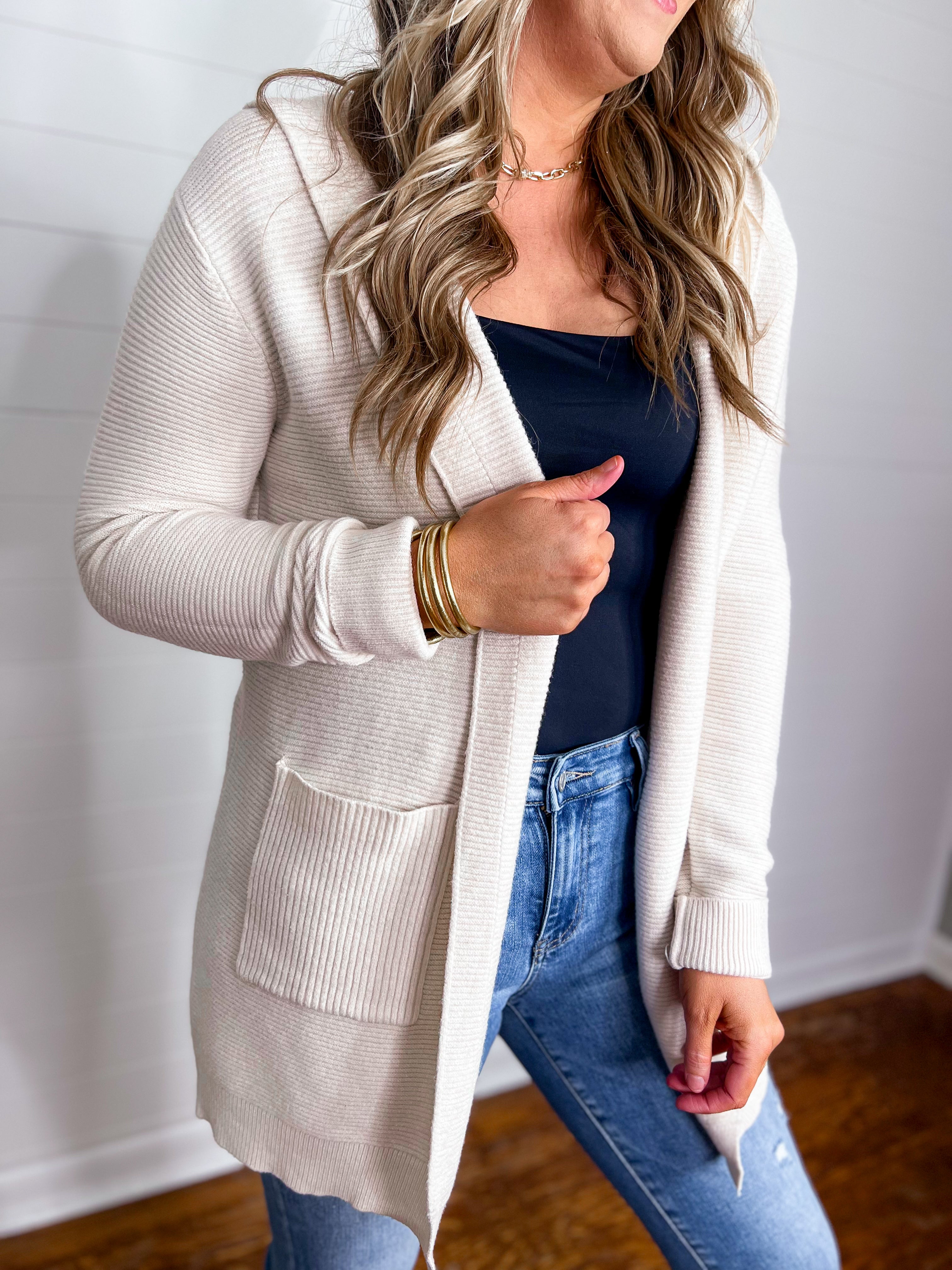 Ribbed Open Knit Cardigan