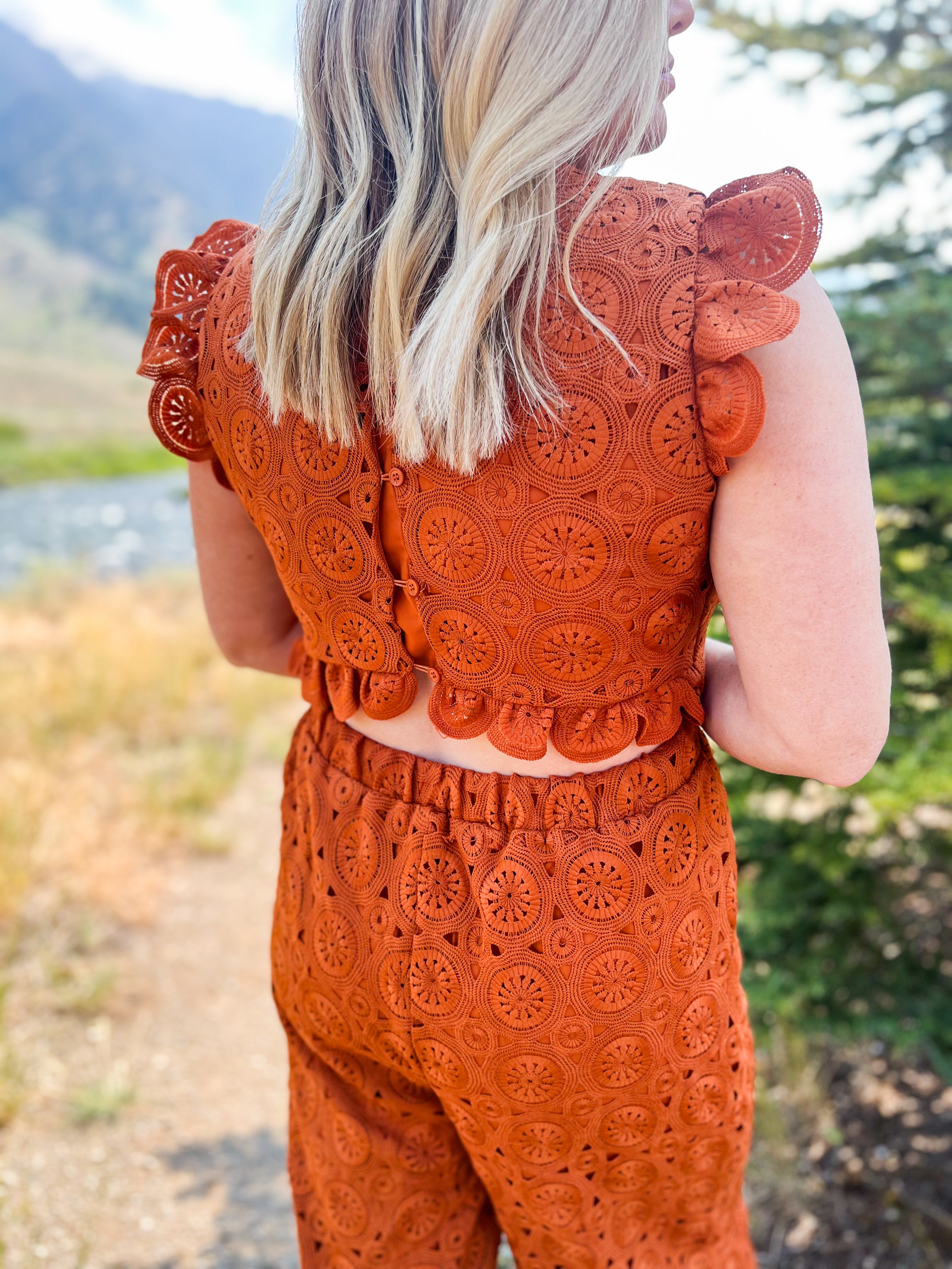 Tuscan Tan Crochet Jumpsuit