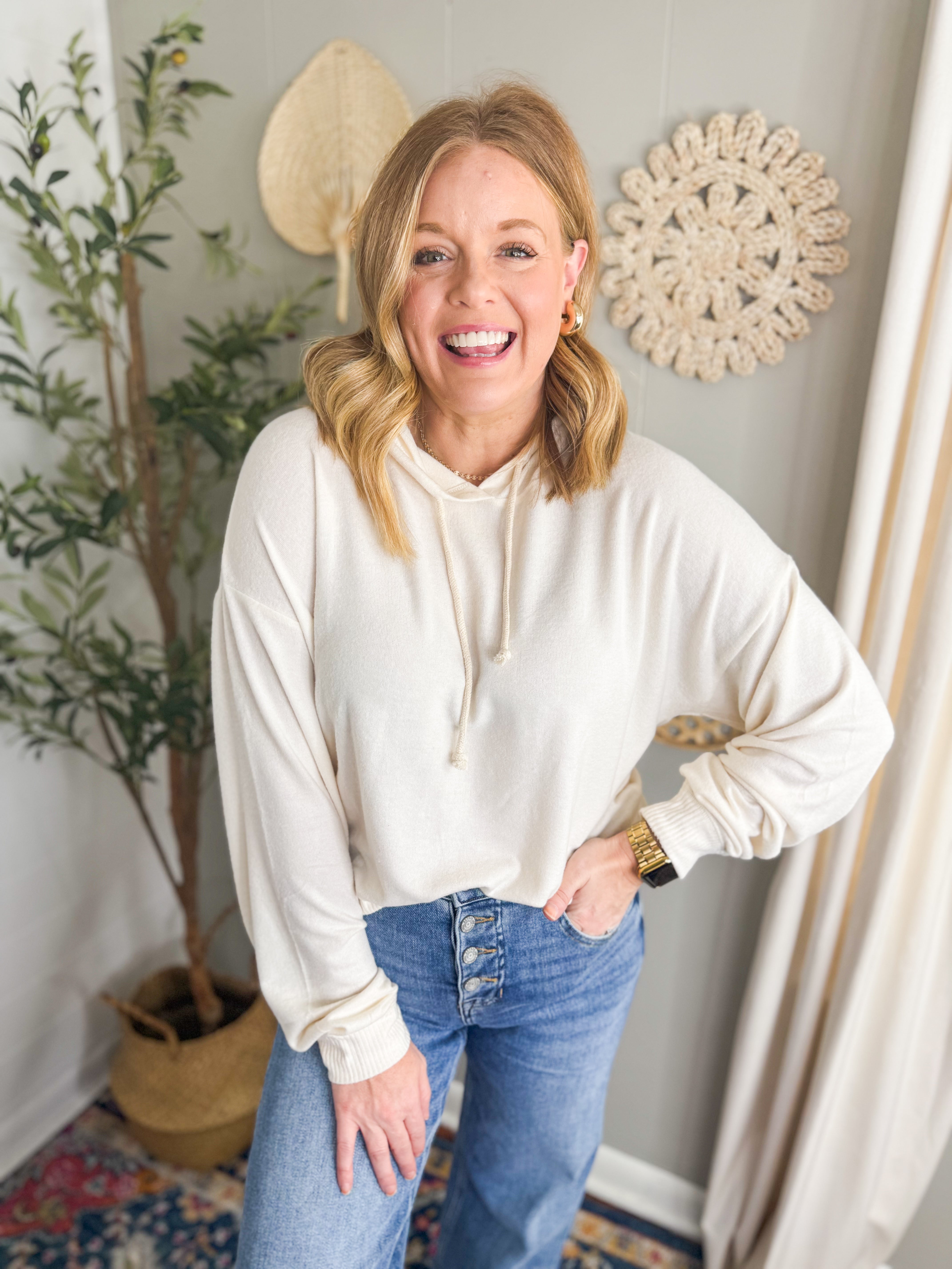 Drop Shoulder Brushed Fleece Hoodie