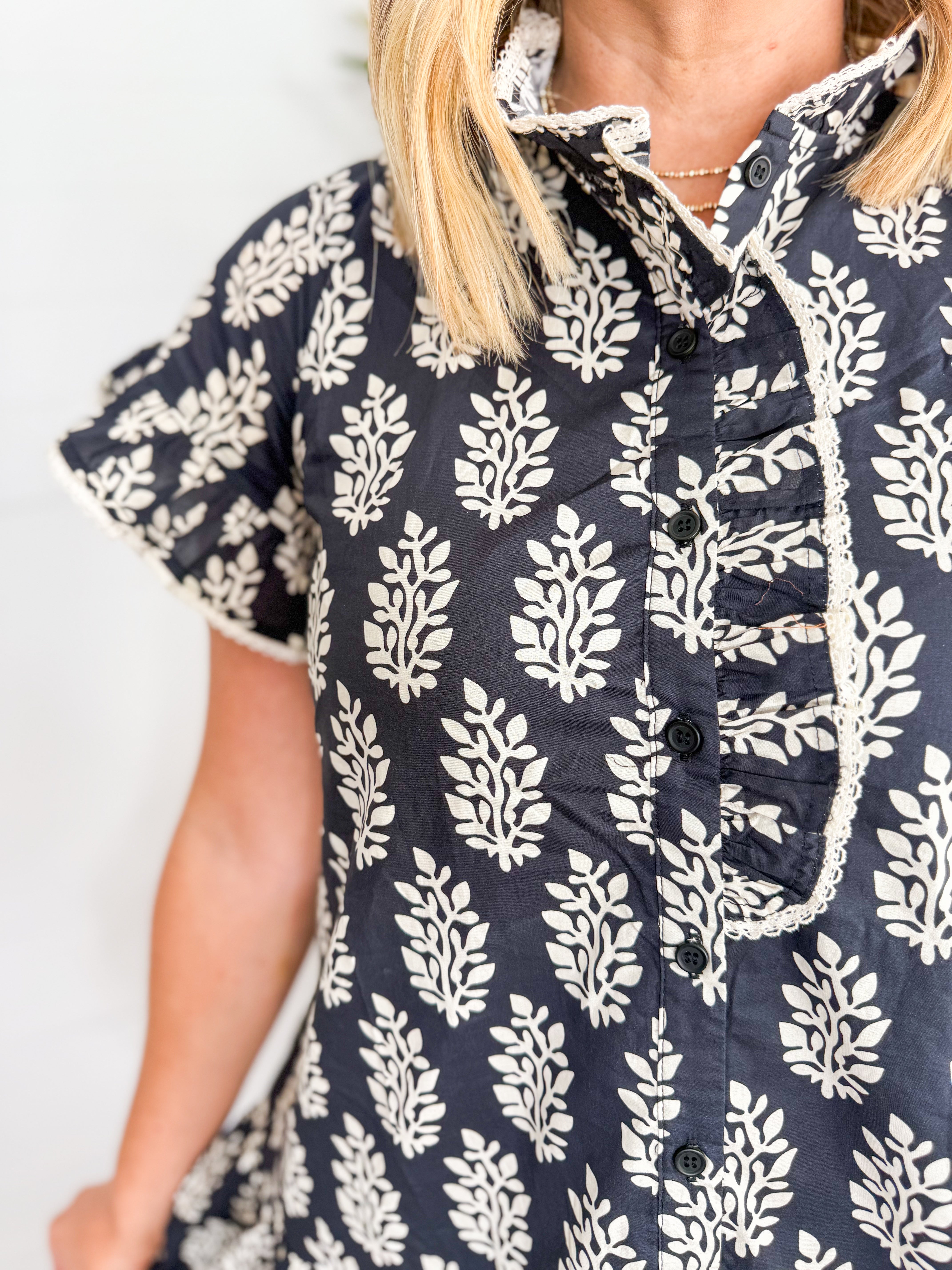 Botanical Print Mini Dress