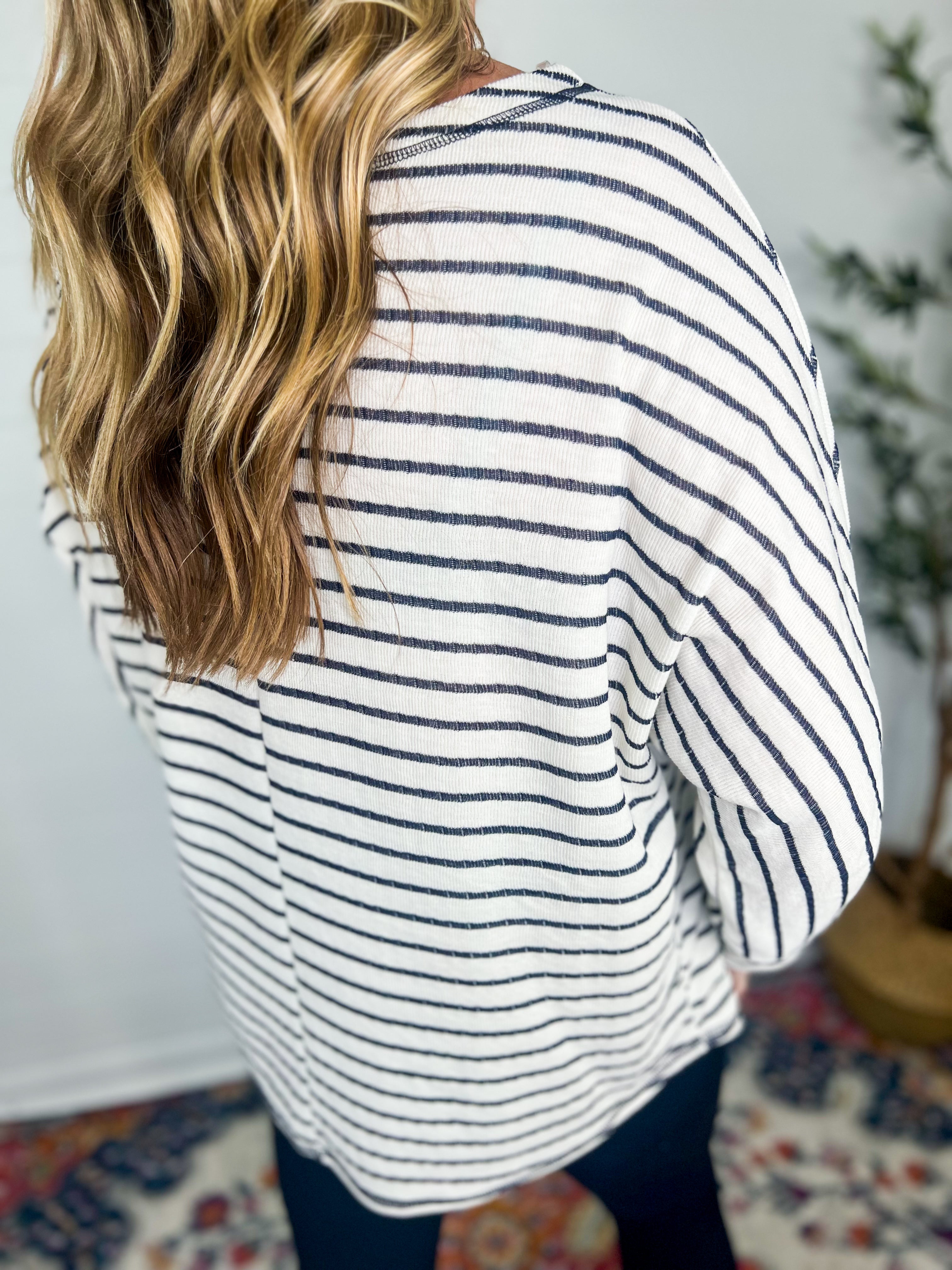 Navy Striped Top