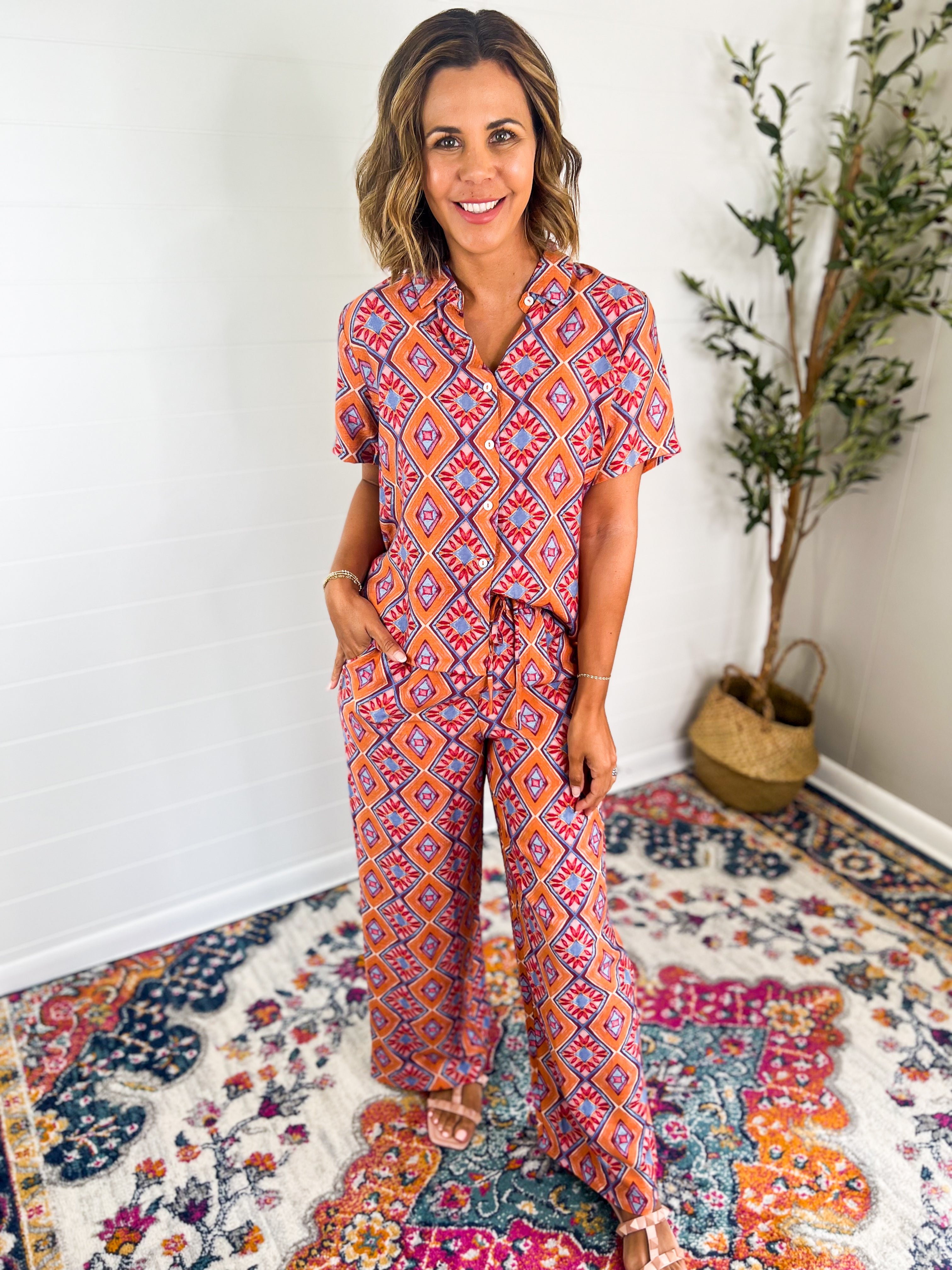 Tuscan Blue Printed Blouse