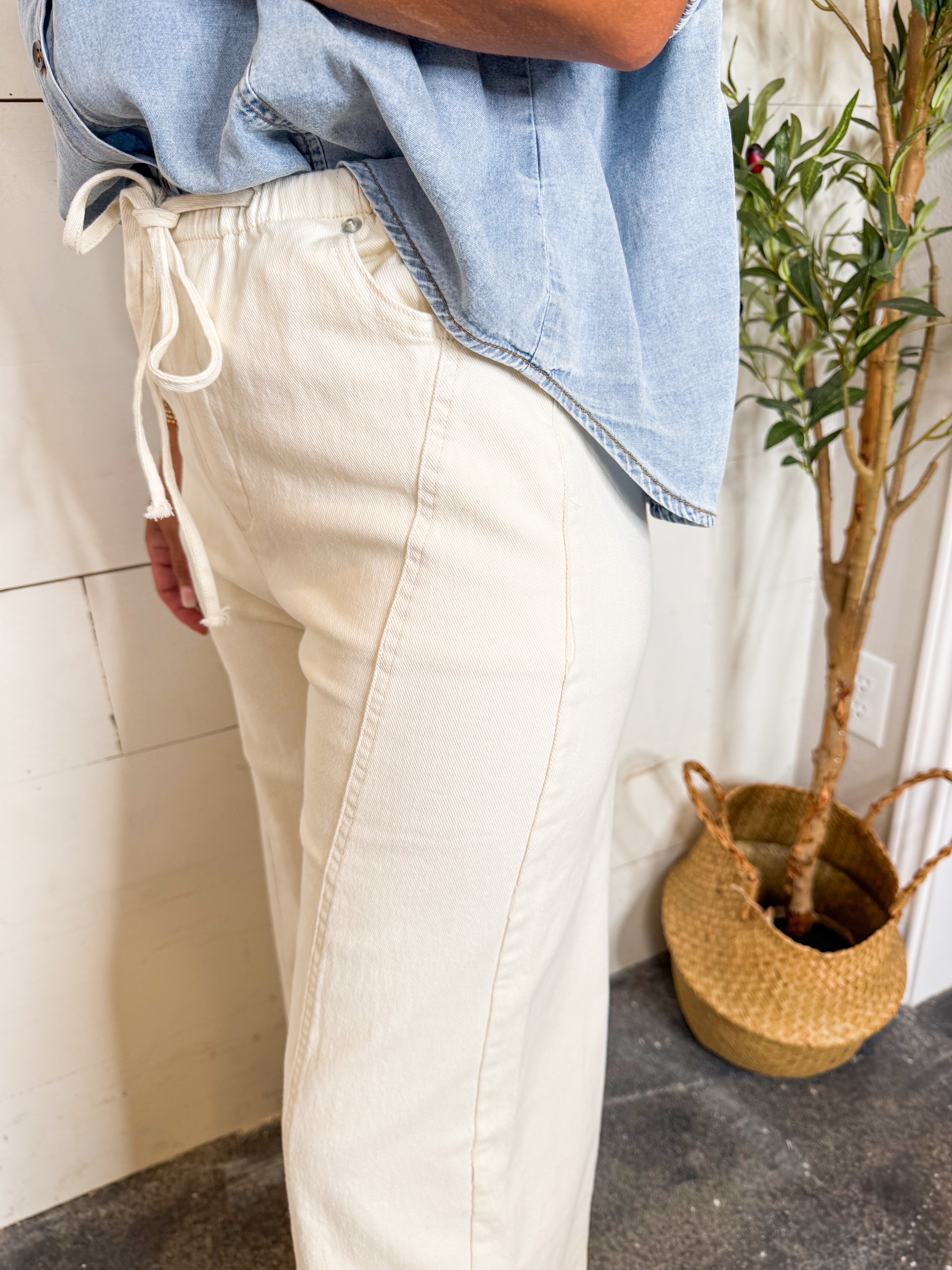 Mineral Washed Wide Leg Pants