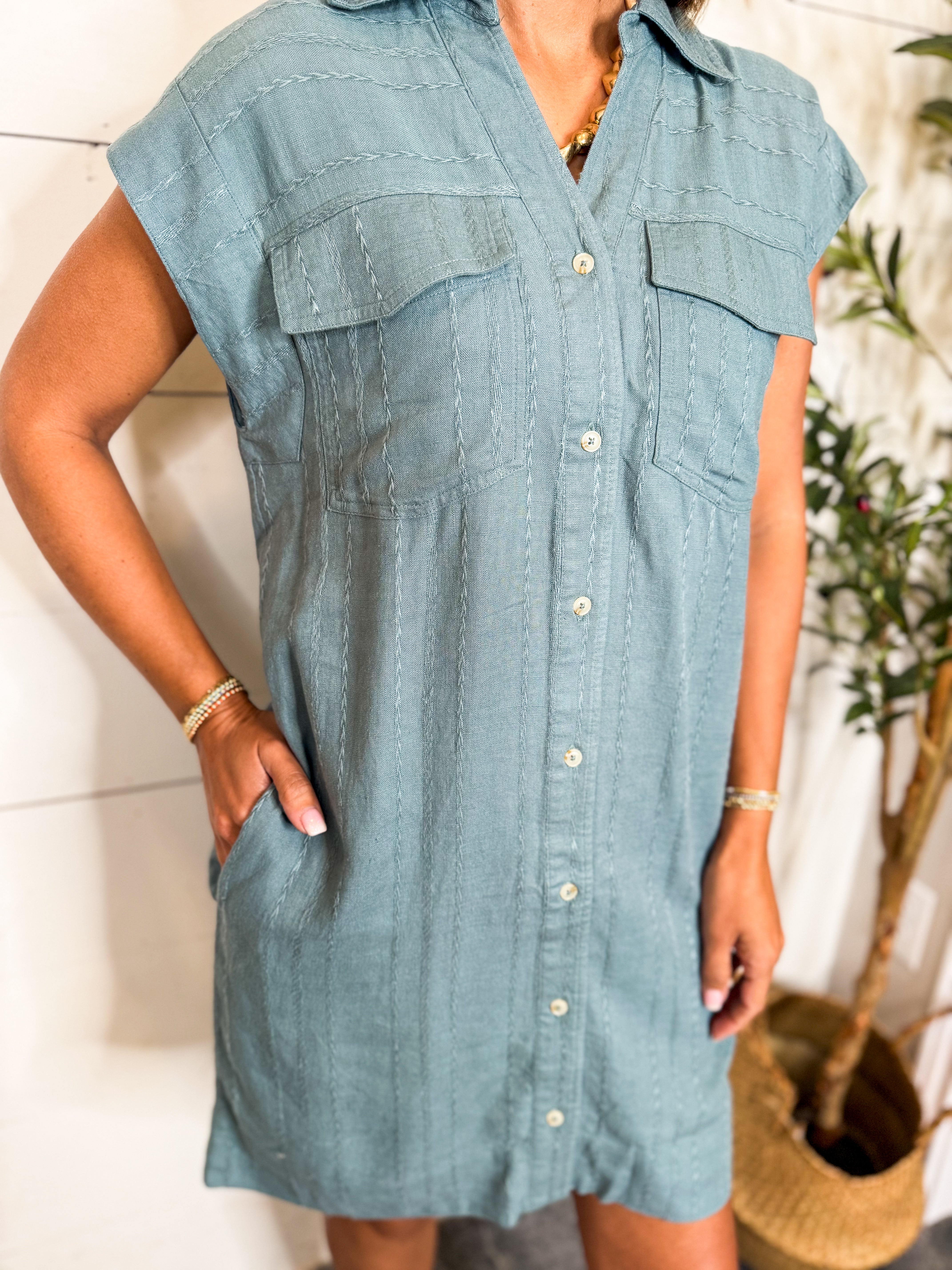 Thread & Supply Nori Dress - Aqua Steel