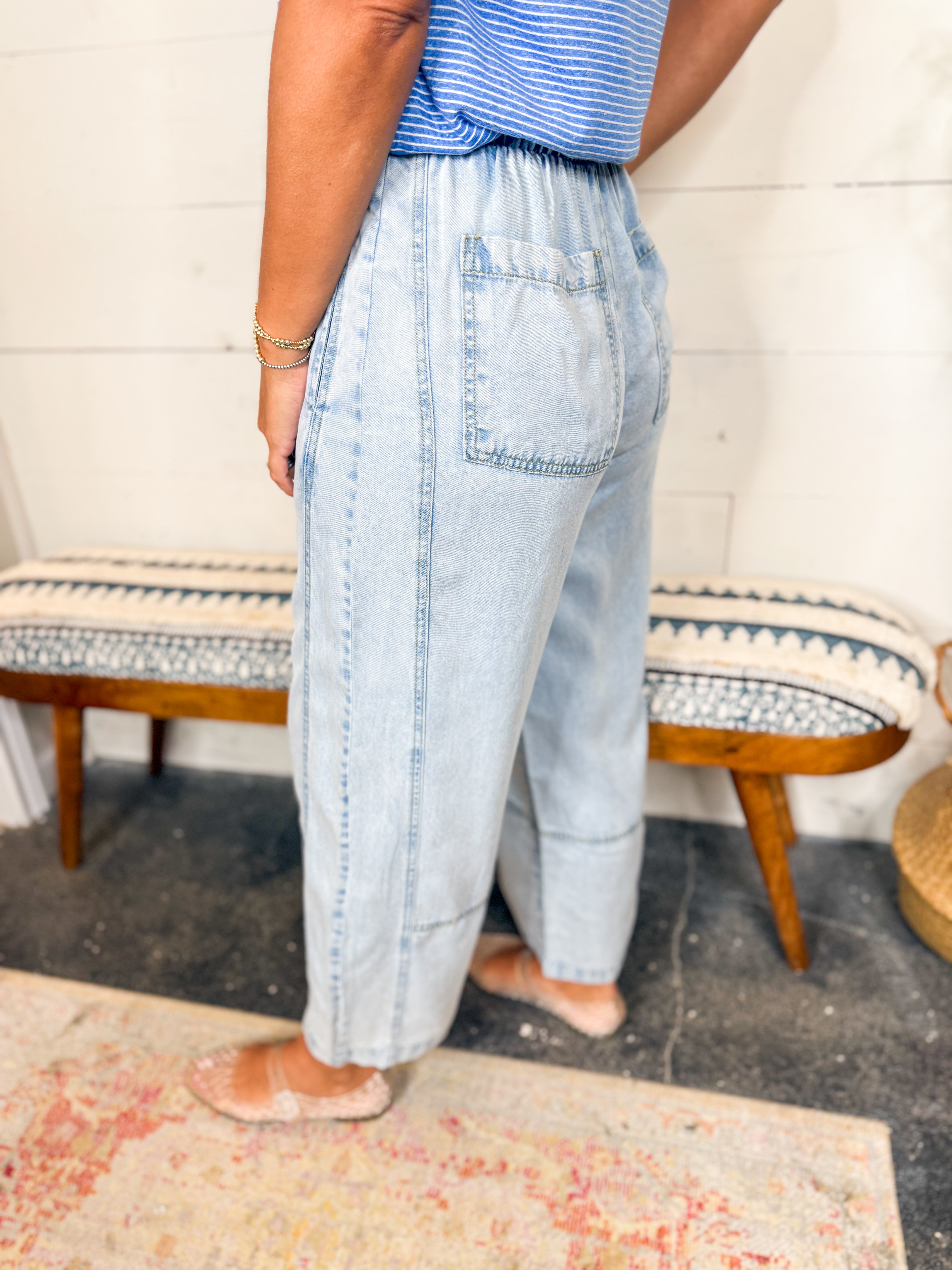 Washed Denim Pants