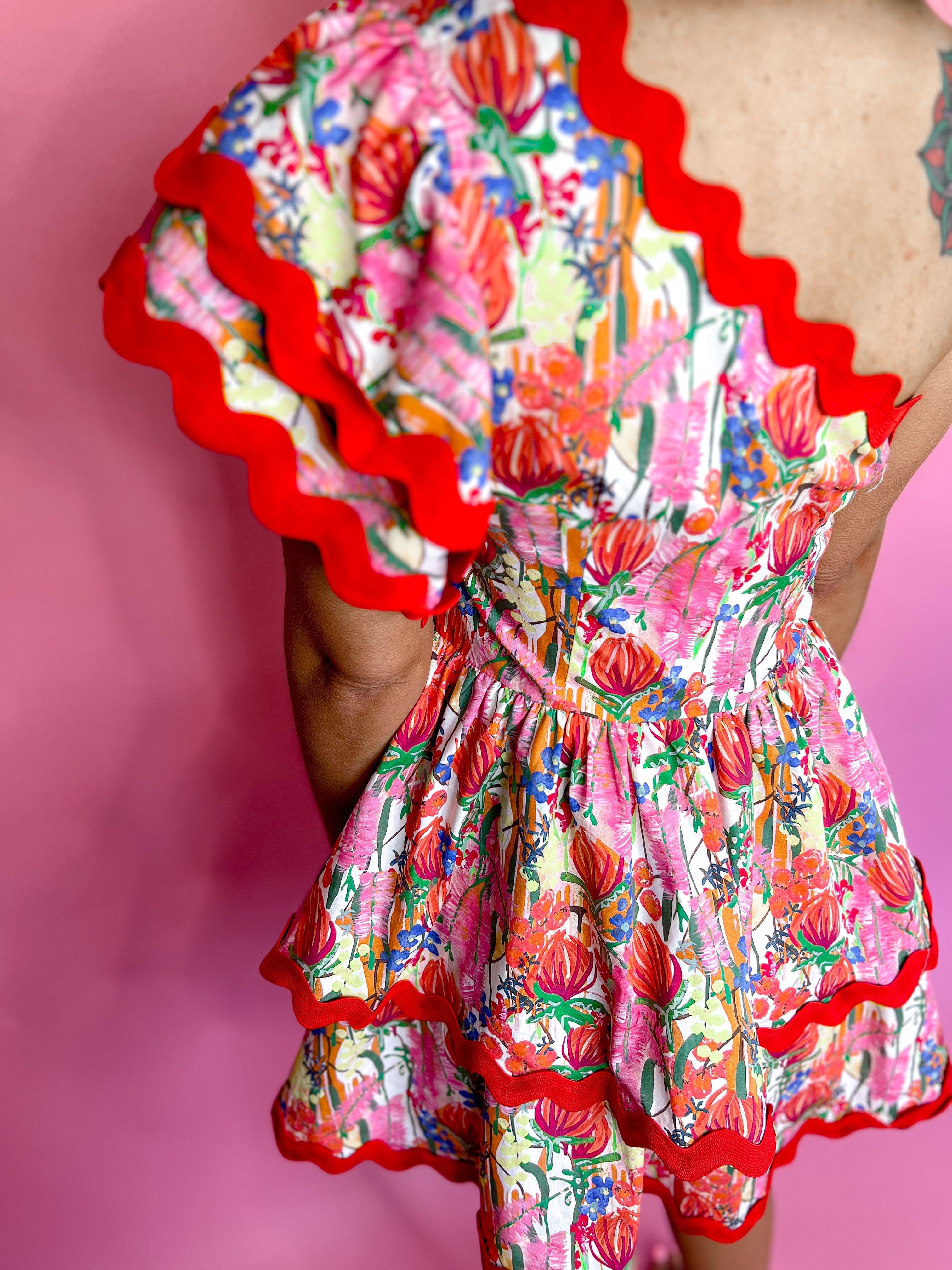 One Shoulder Floral Mini Dress