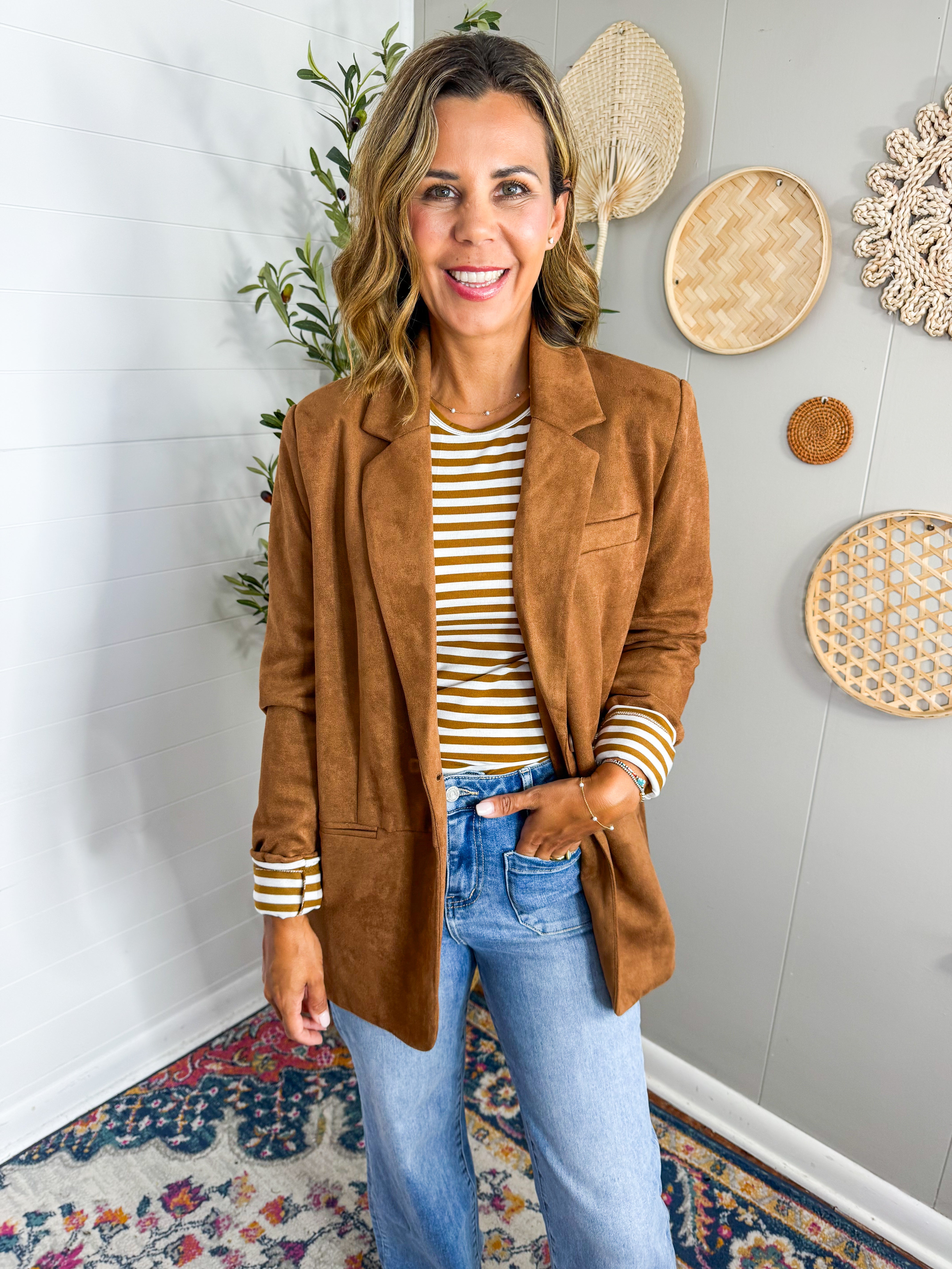 Faux Suede Relaxed Fit Blazer