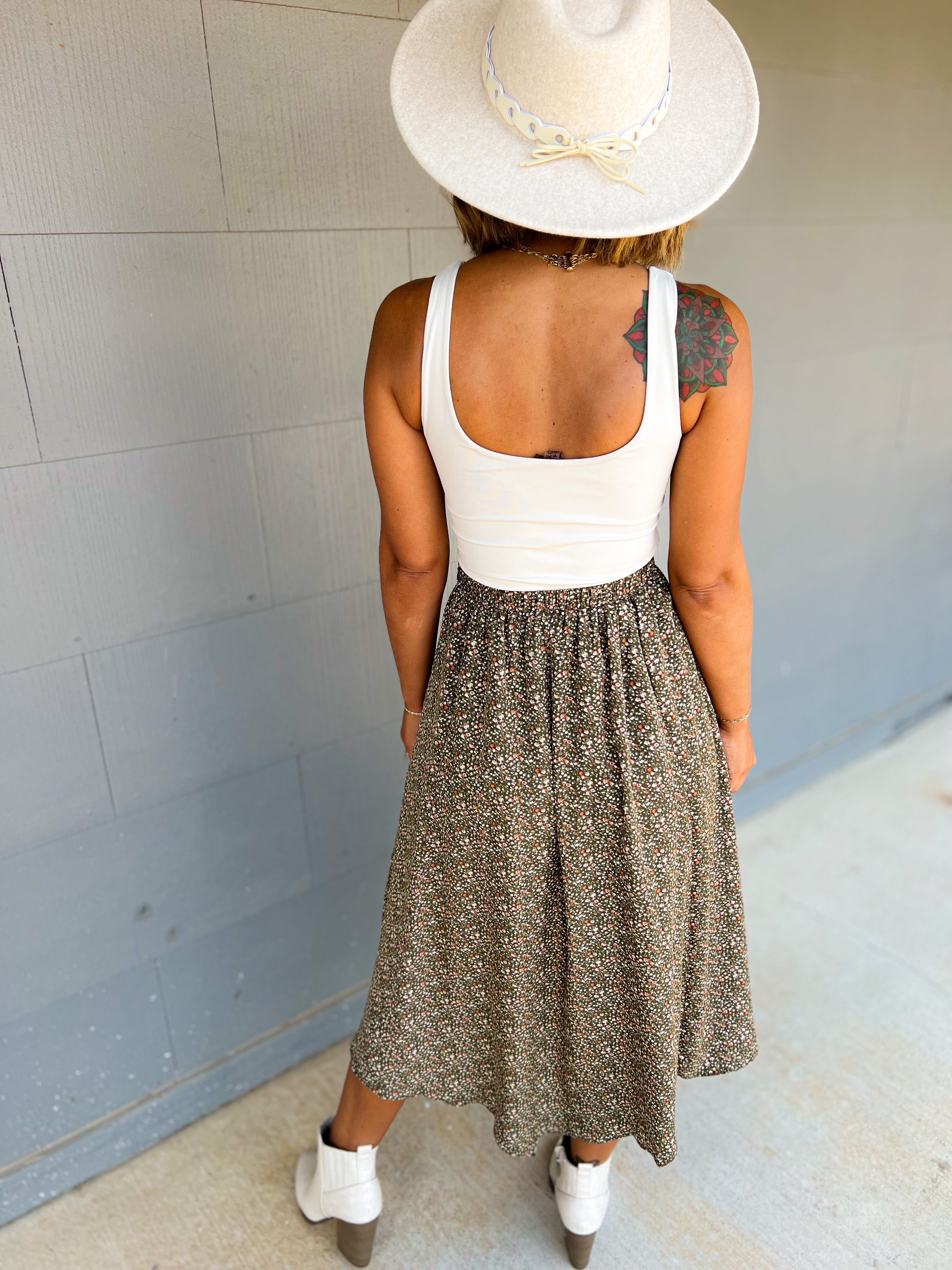 Floral Midi Asymmetrical Skirt