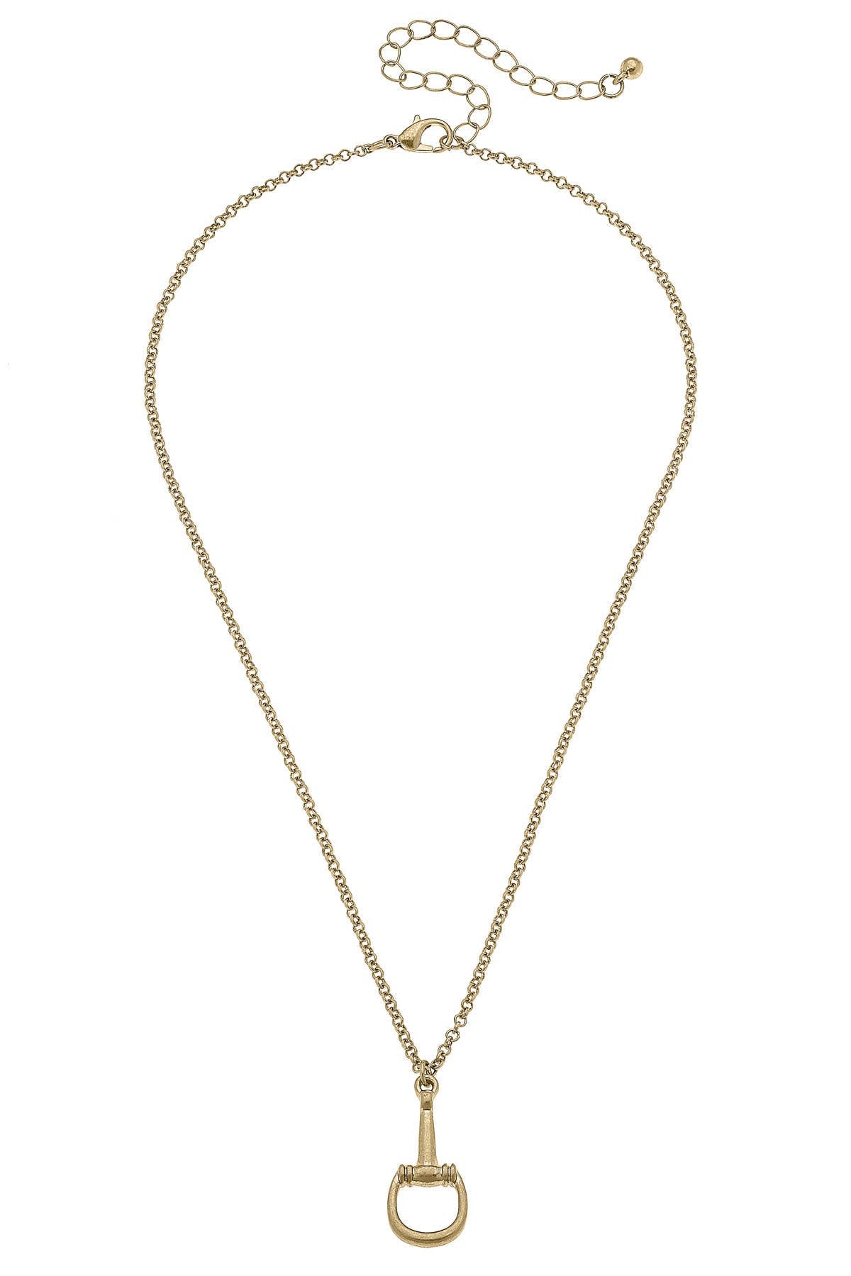 Lou Ann Horsebit Pendant Necklace in Shiny Gold