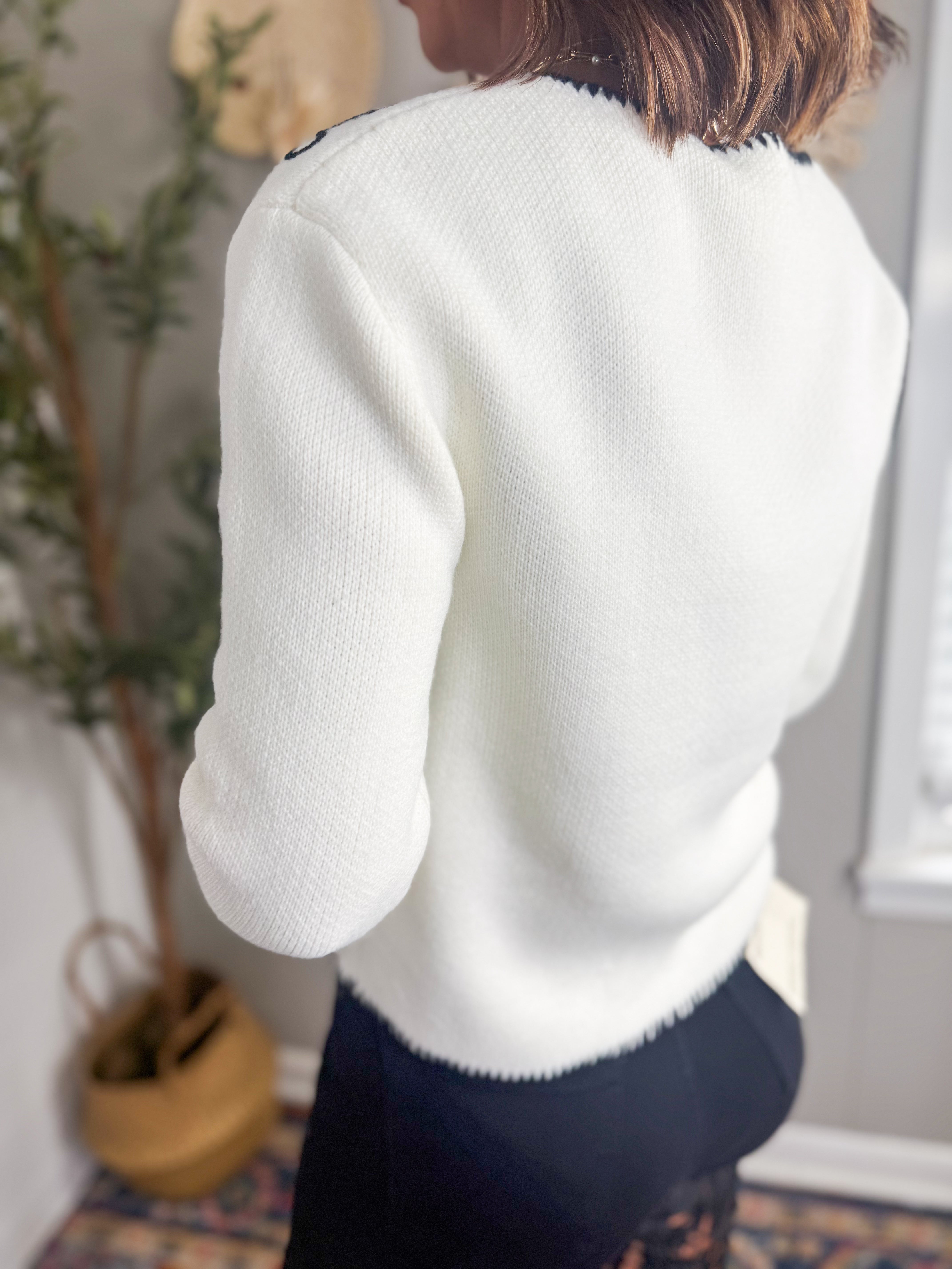 Embroidered Front Tie Cardigan