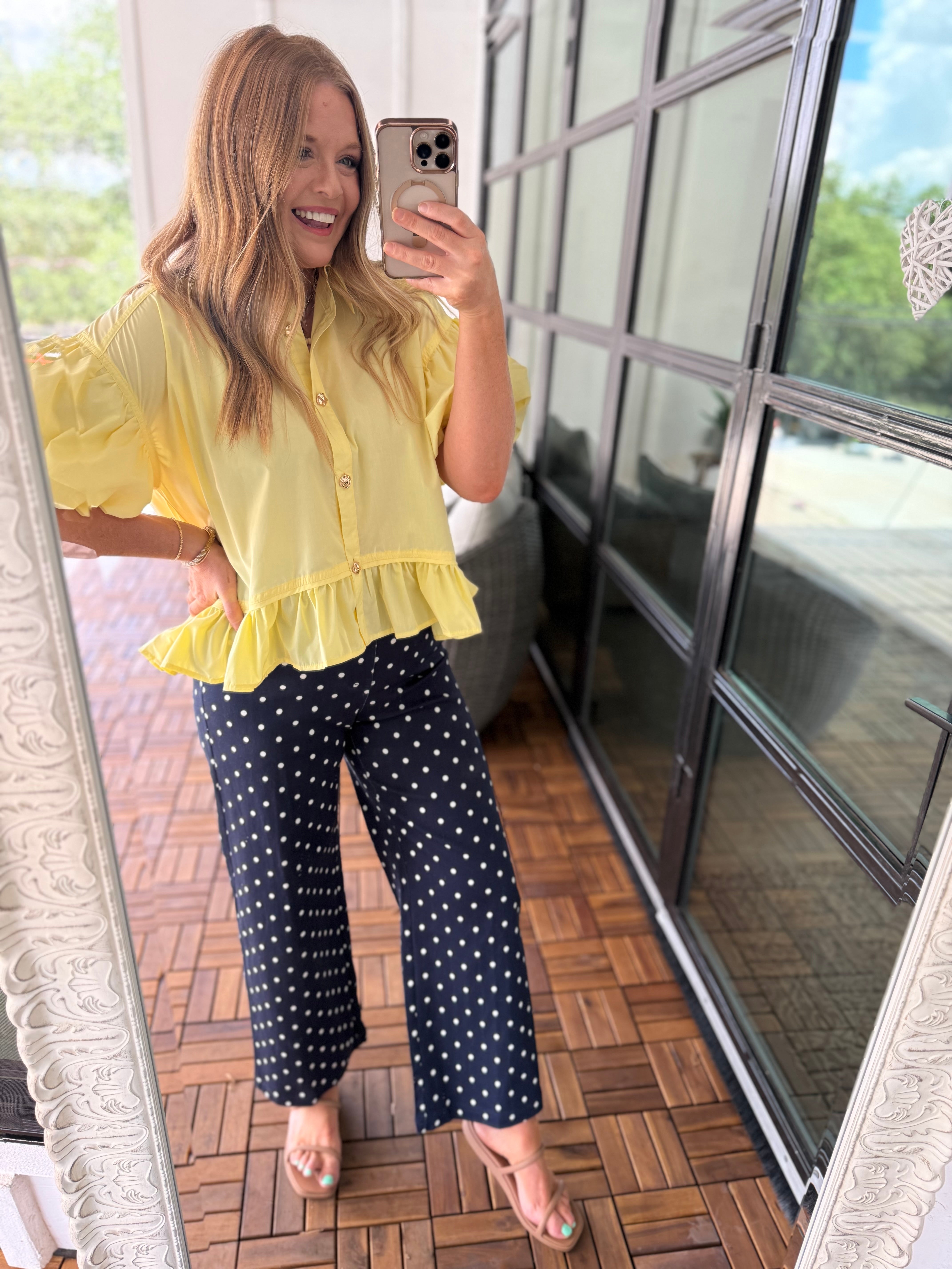 Yellow Ruffle Hem Top