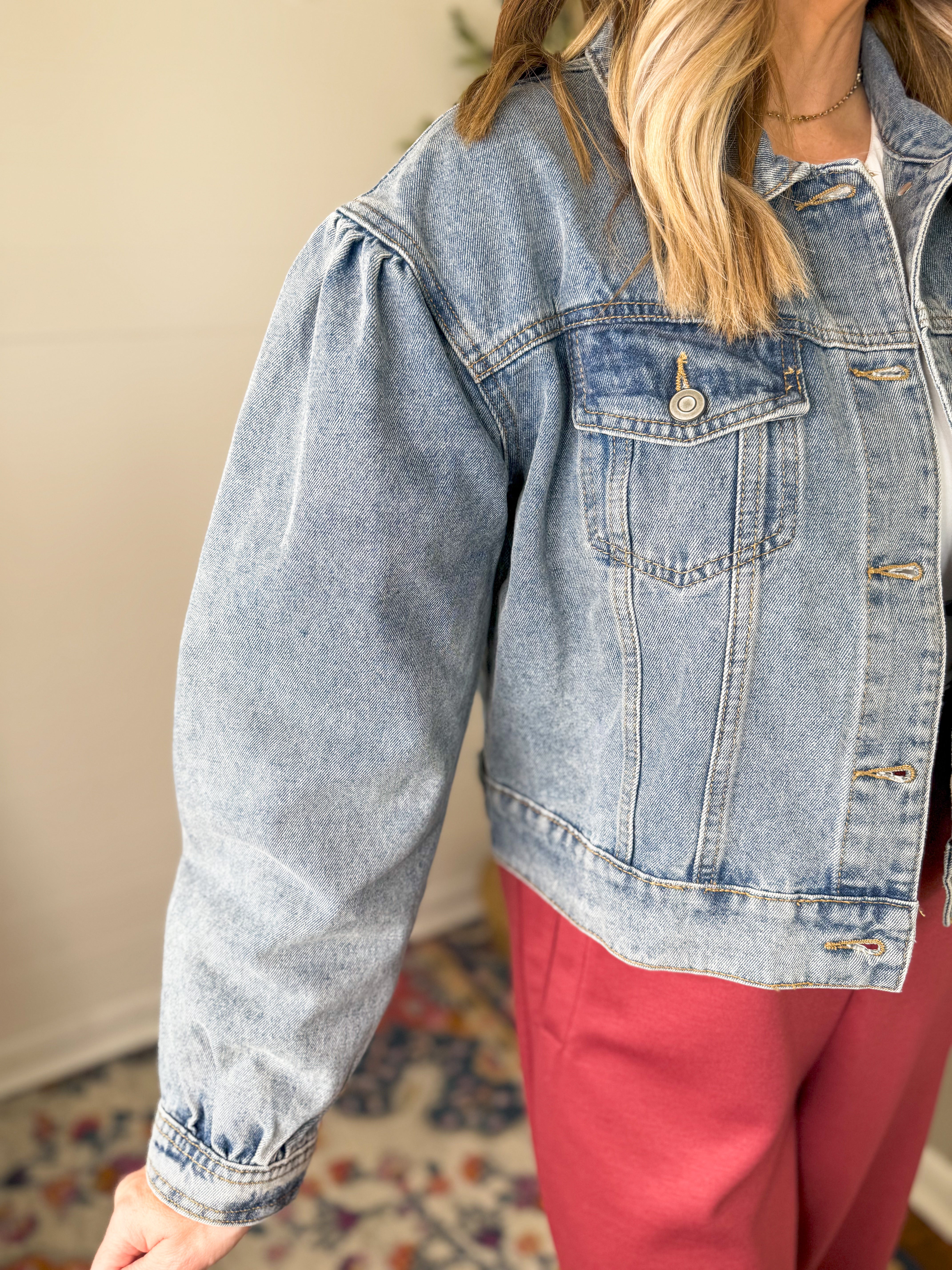 Puff Sleeve Denim Jacket