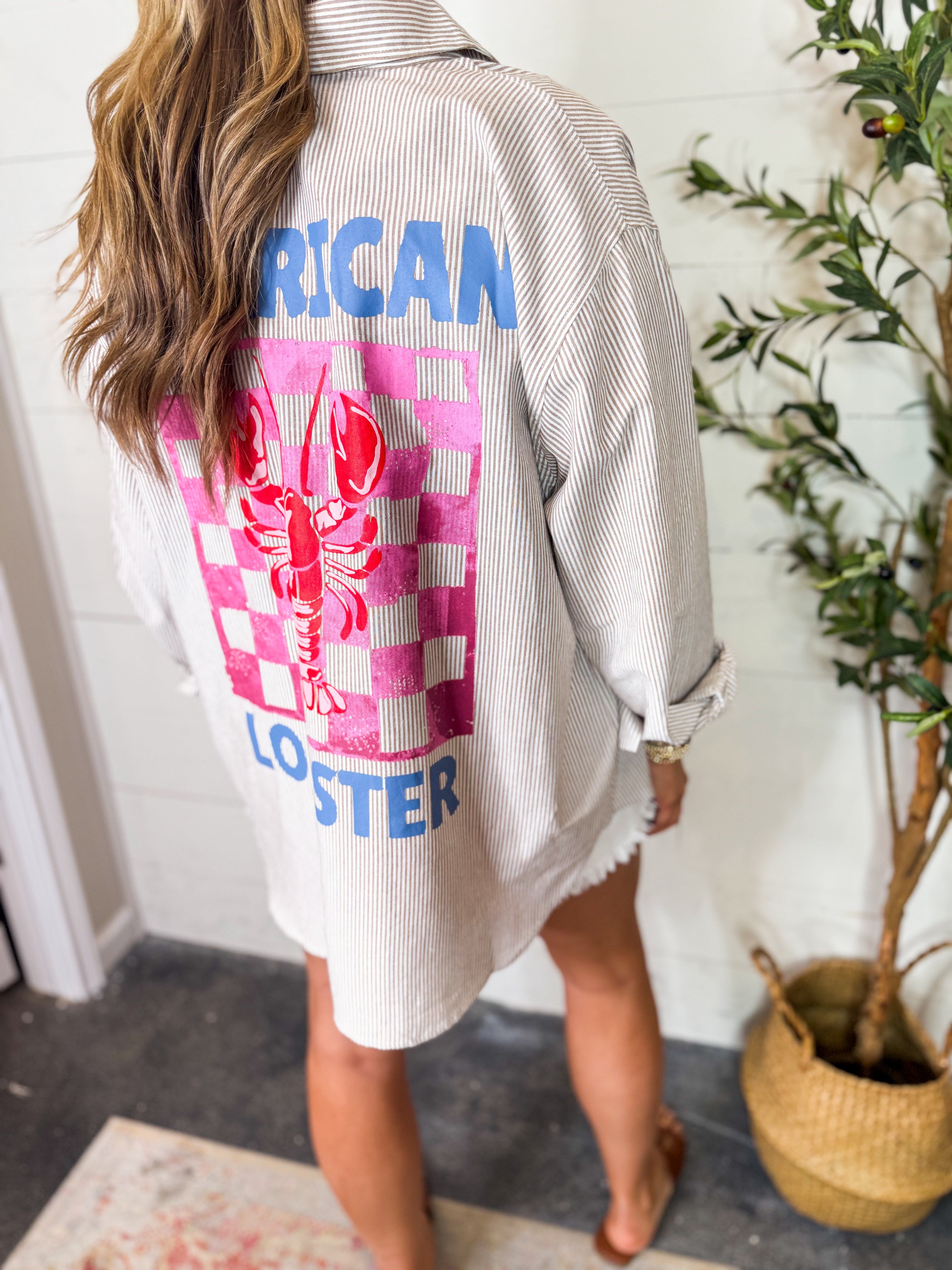 American Lobster Pinstriped Button Down