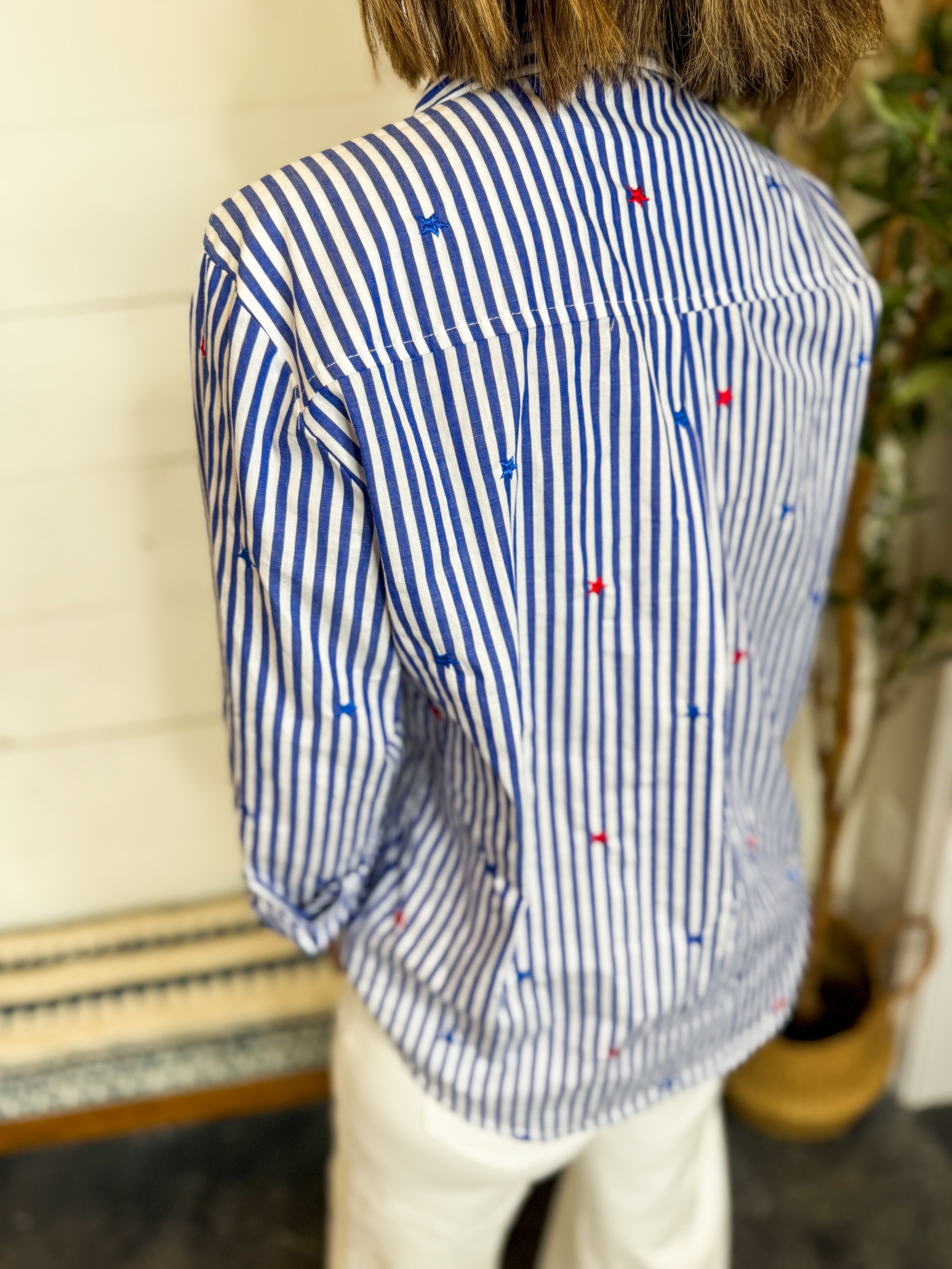 Star Embroidered Button Down Shirt