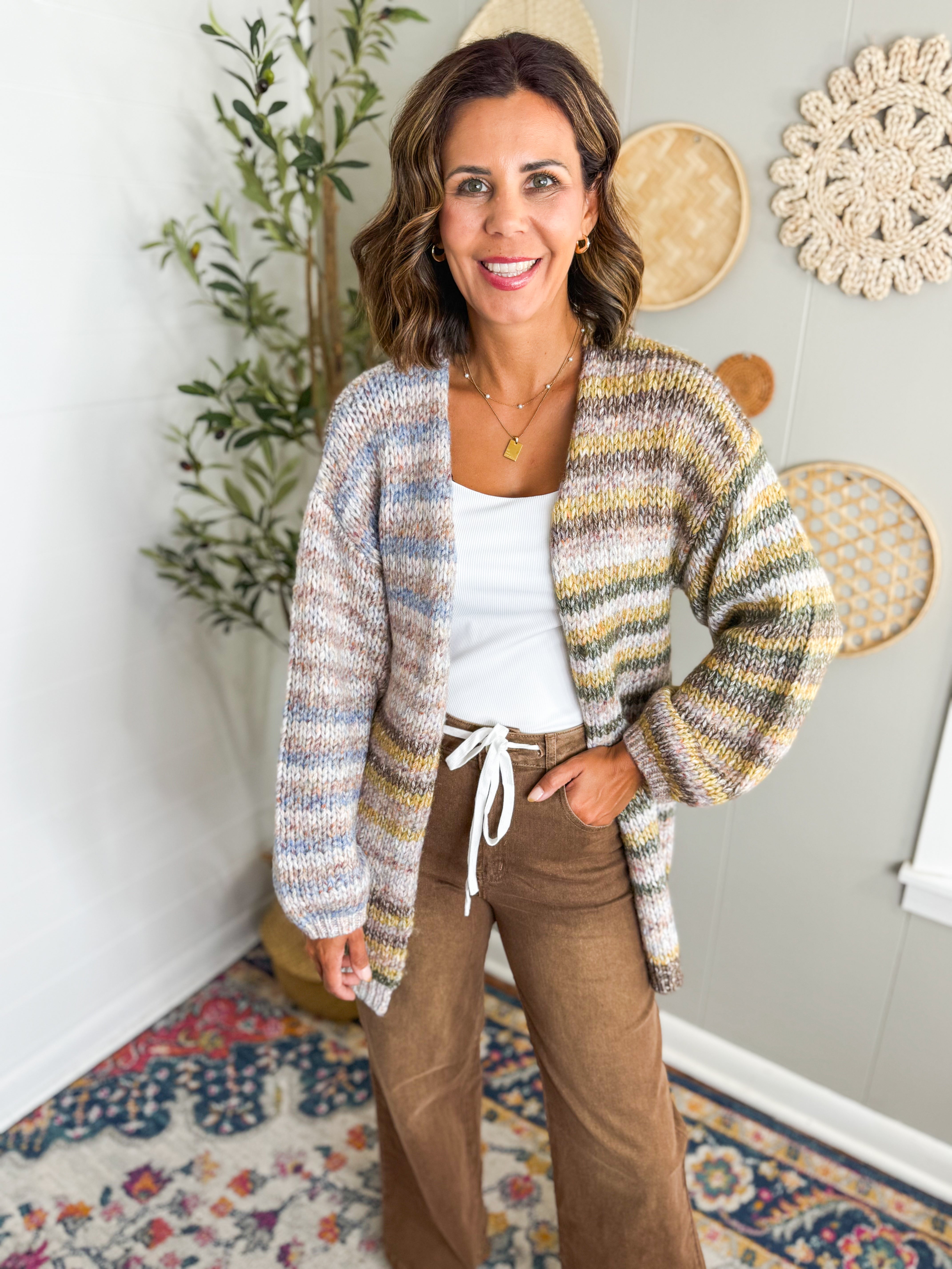 Multi Stripe Oversized Cardigan