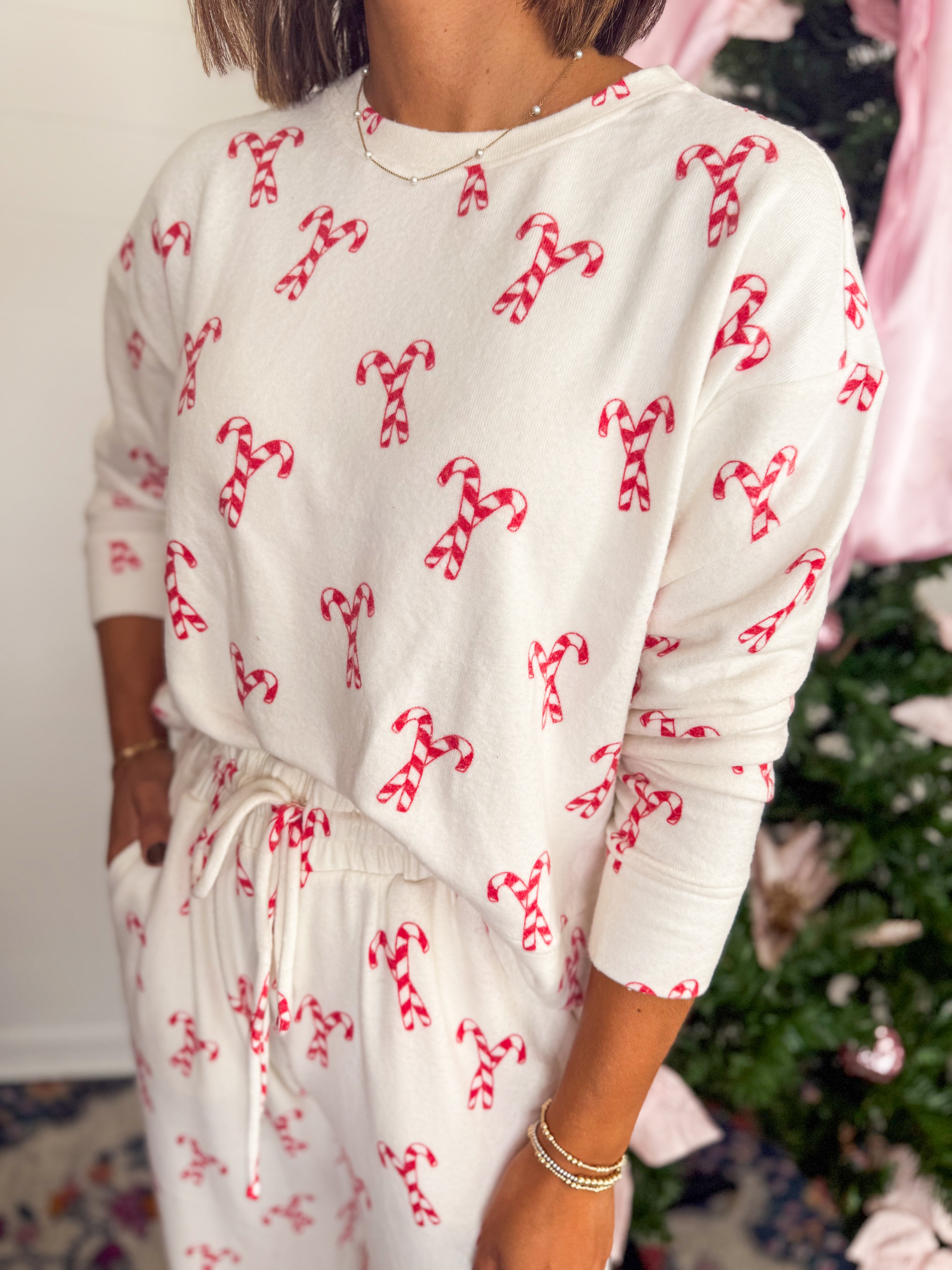 Mary Square Sophie Set Candy Cane Pajamas