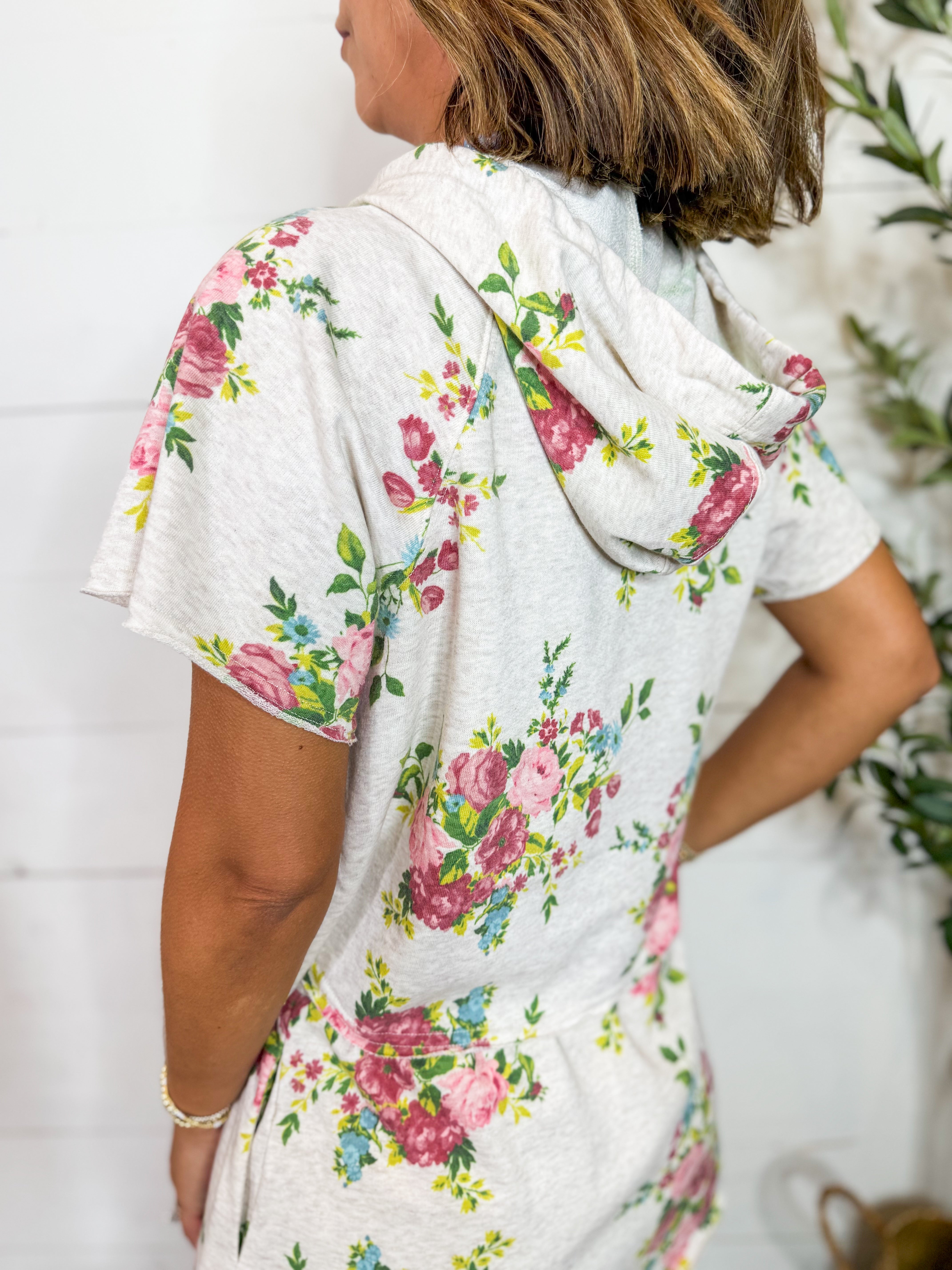 Floral Cotton Terry Hoodie