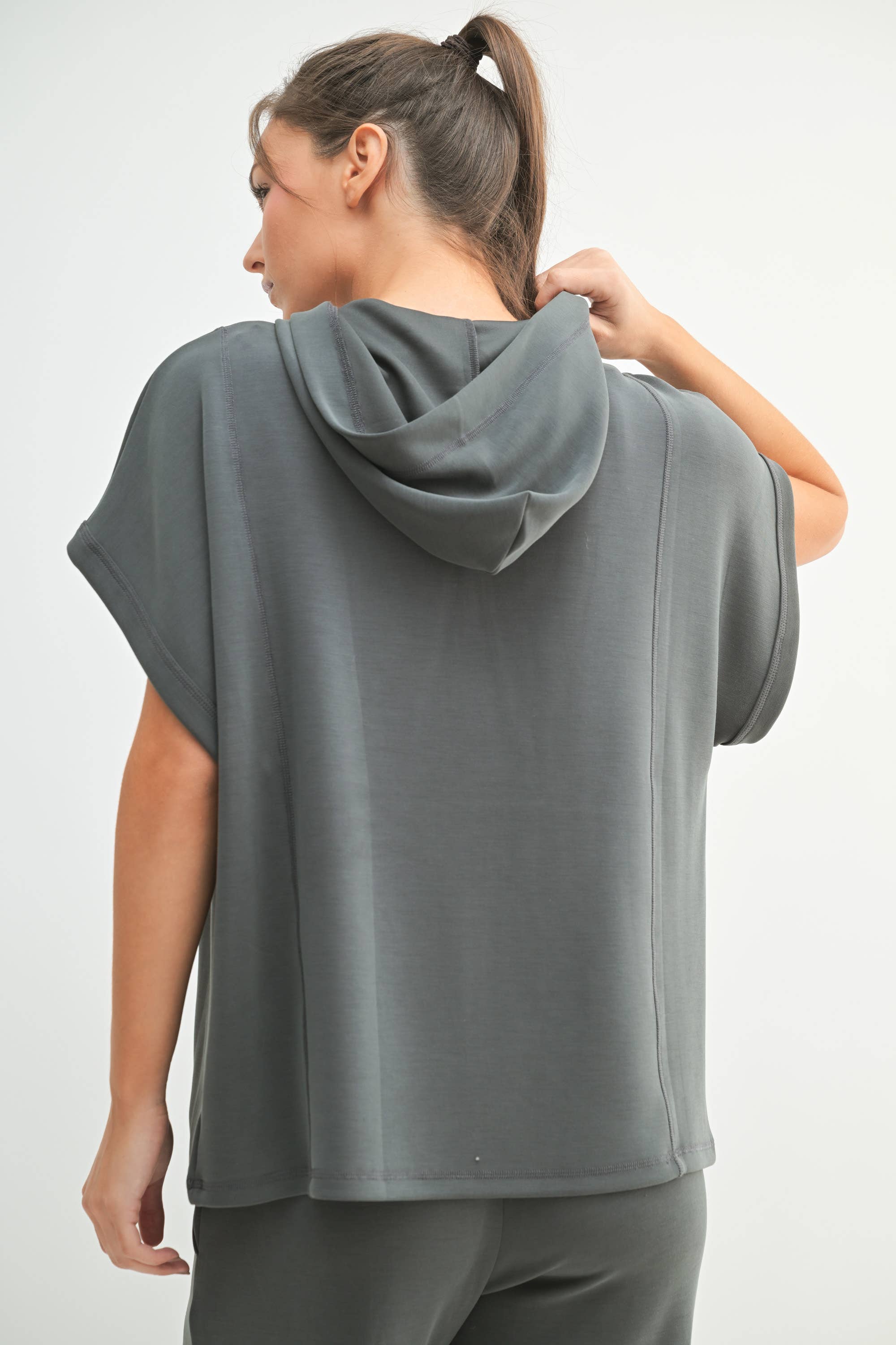 Mono B - Laguna Boxy Fit V-Neck Hoodie