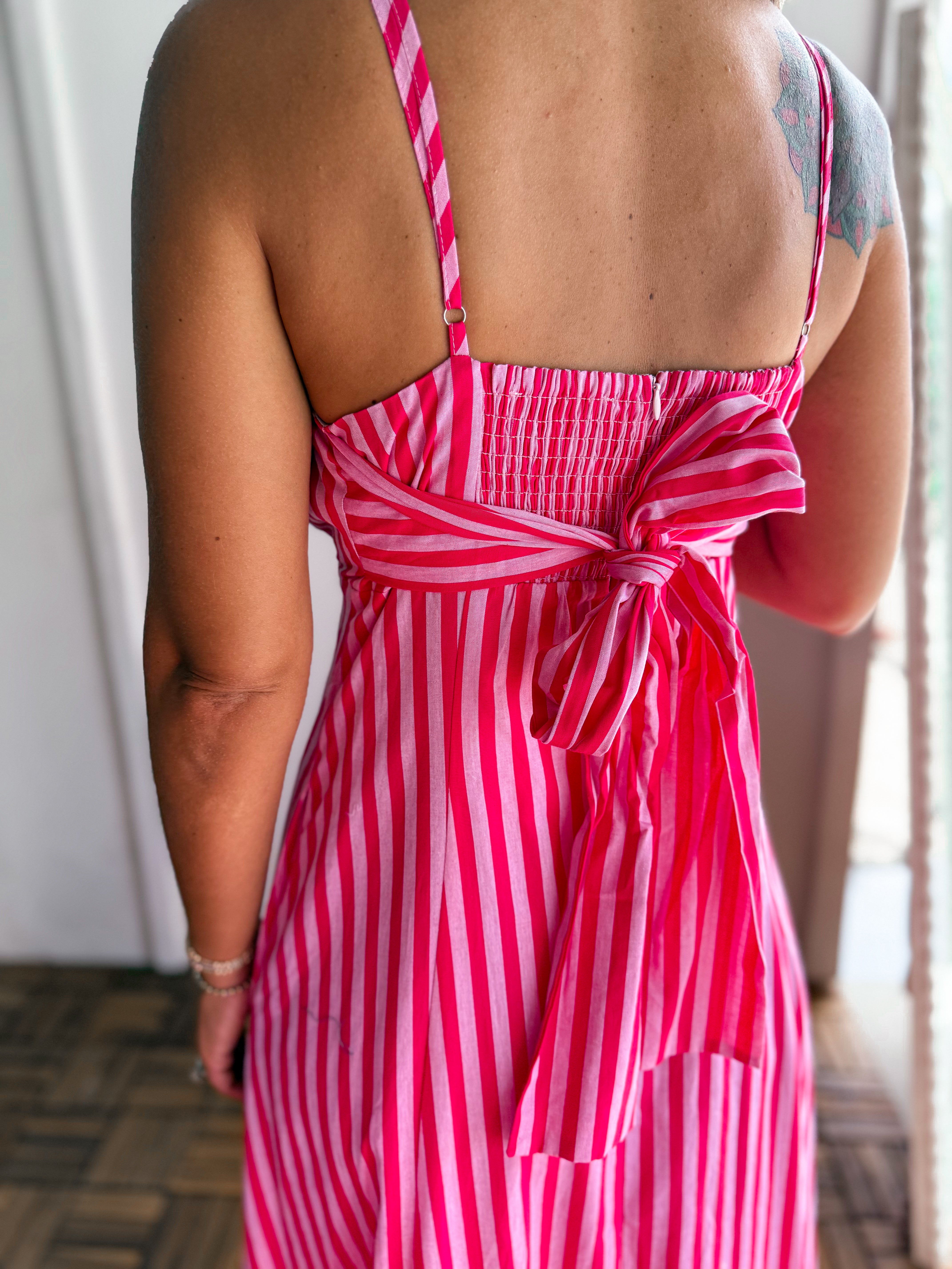 Striped Sleeveless Midi Dress