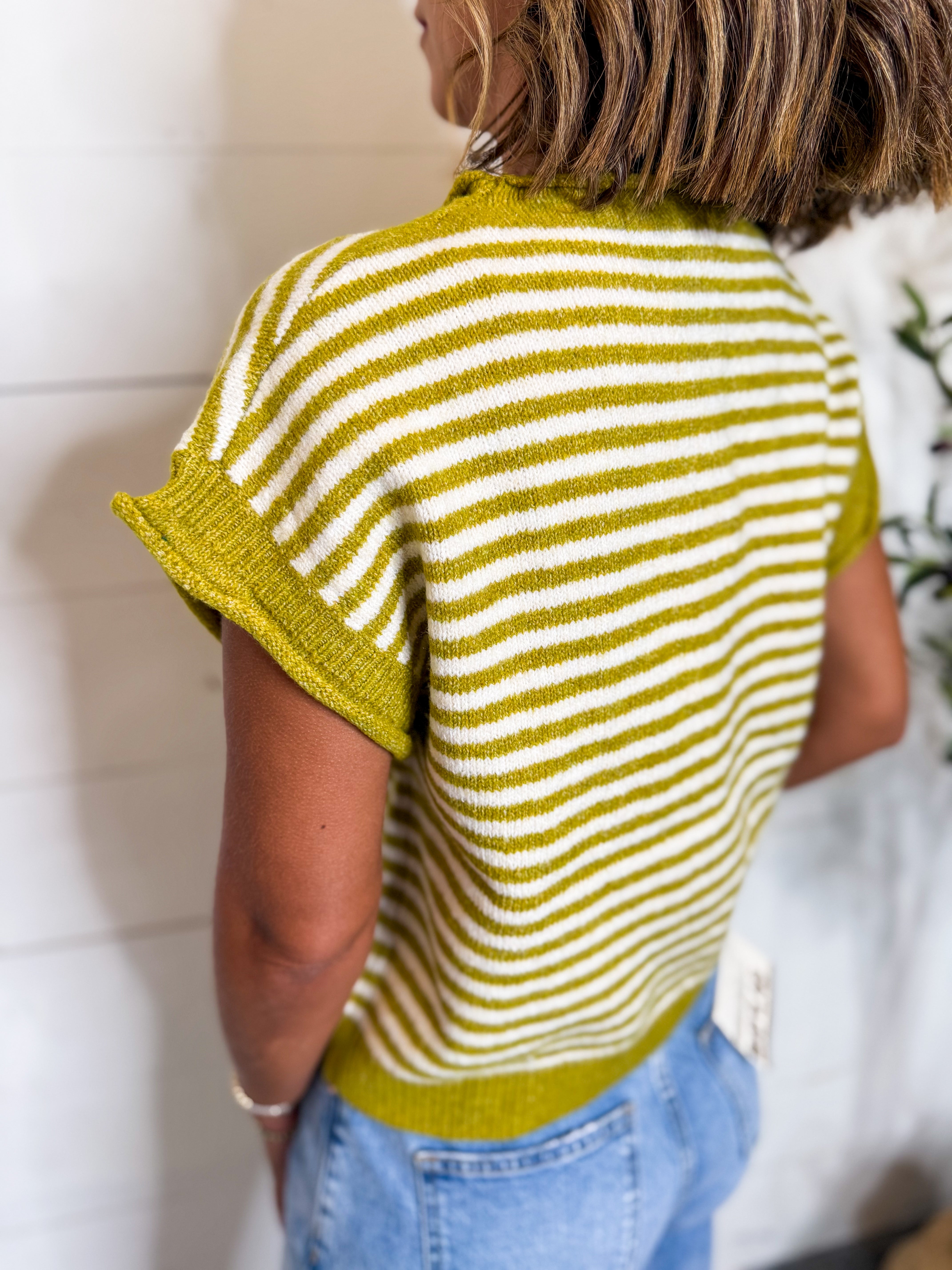 Stripe Cap Sleeve Knit Top