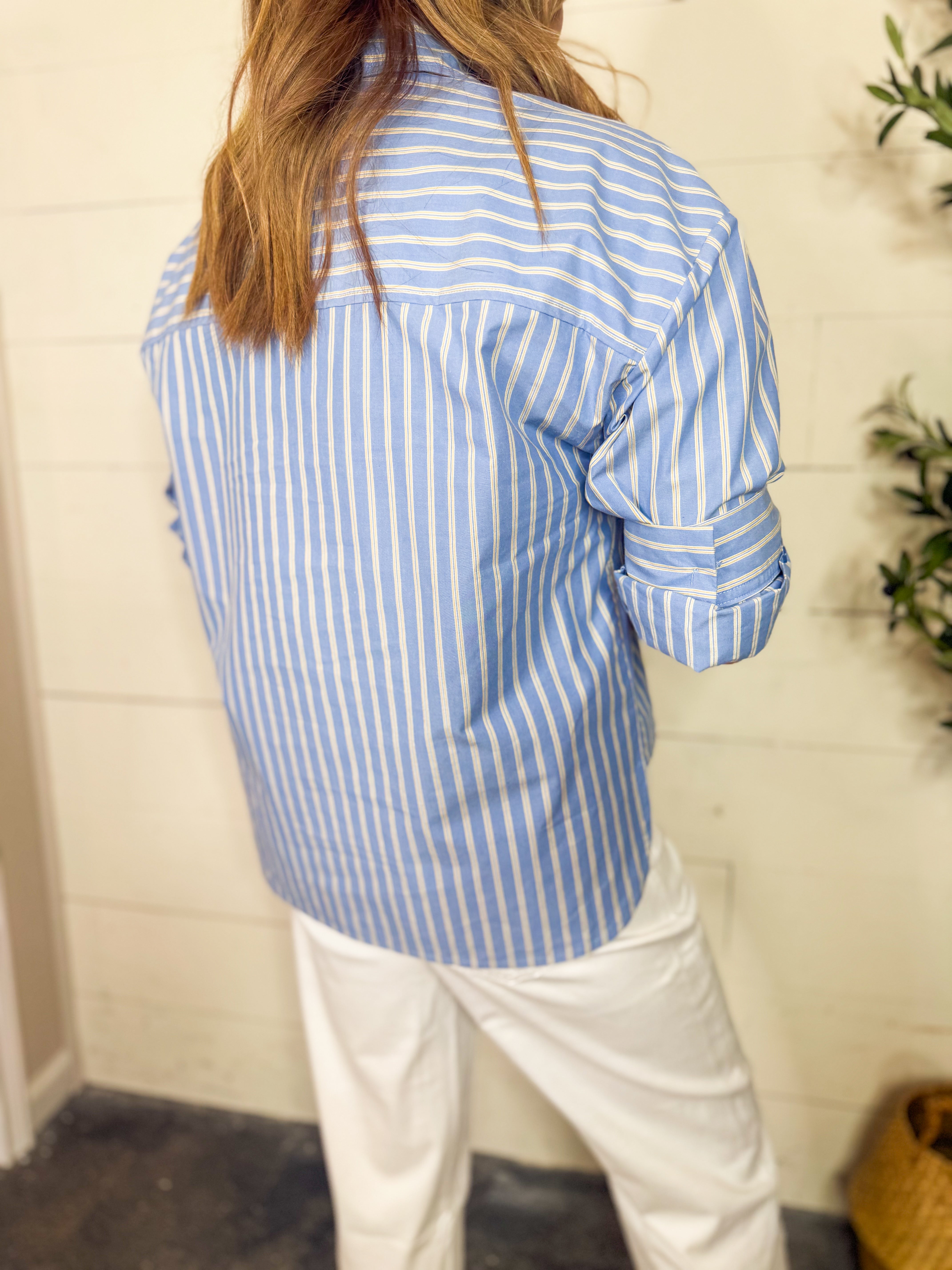 RD Kerwin Crisp Poplin Hi-Low Shirt - Slate Blue