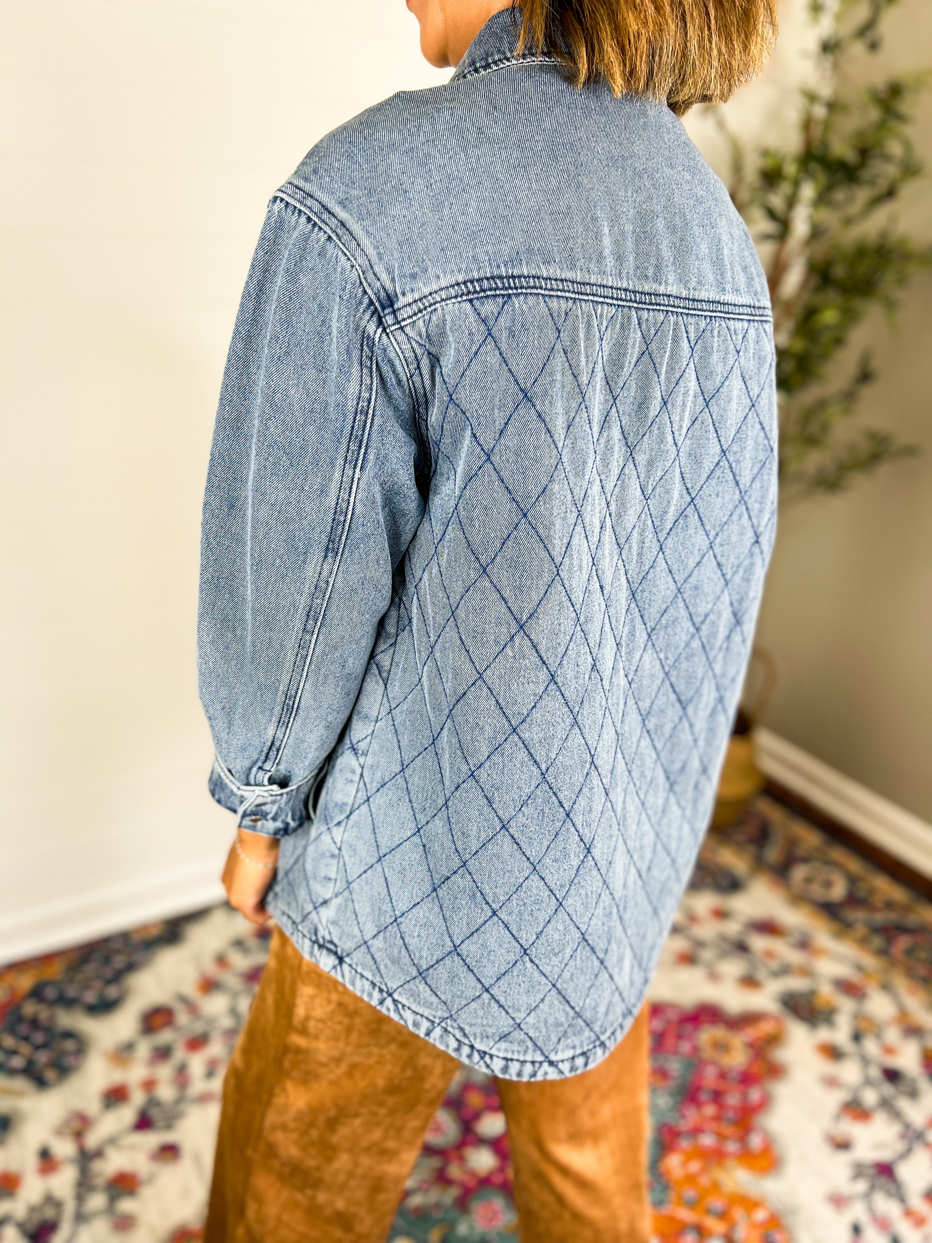 Quilted Button Down Denim Jacket