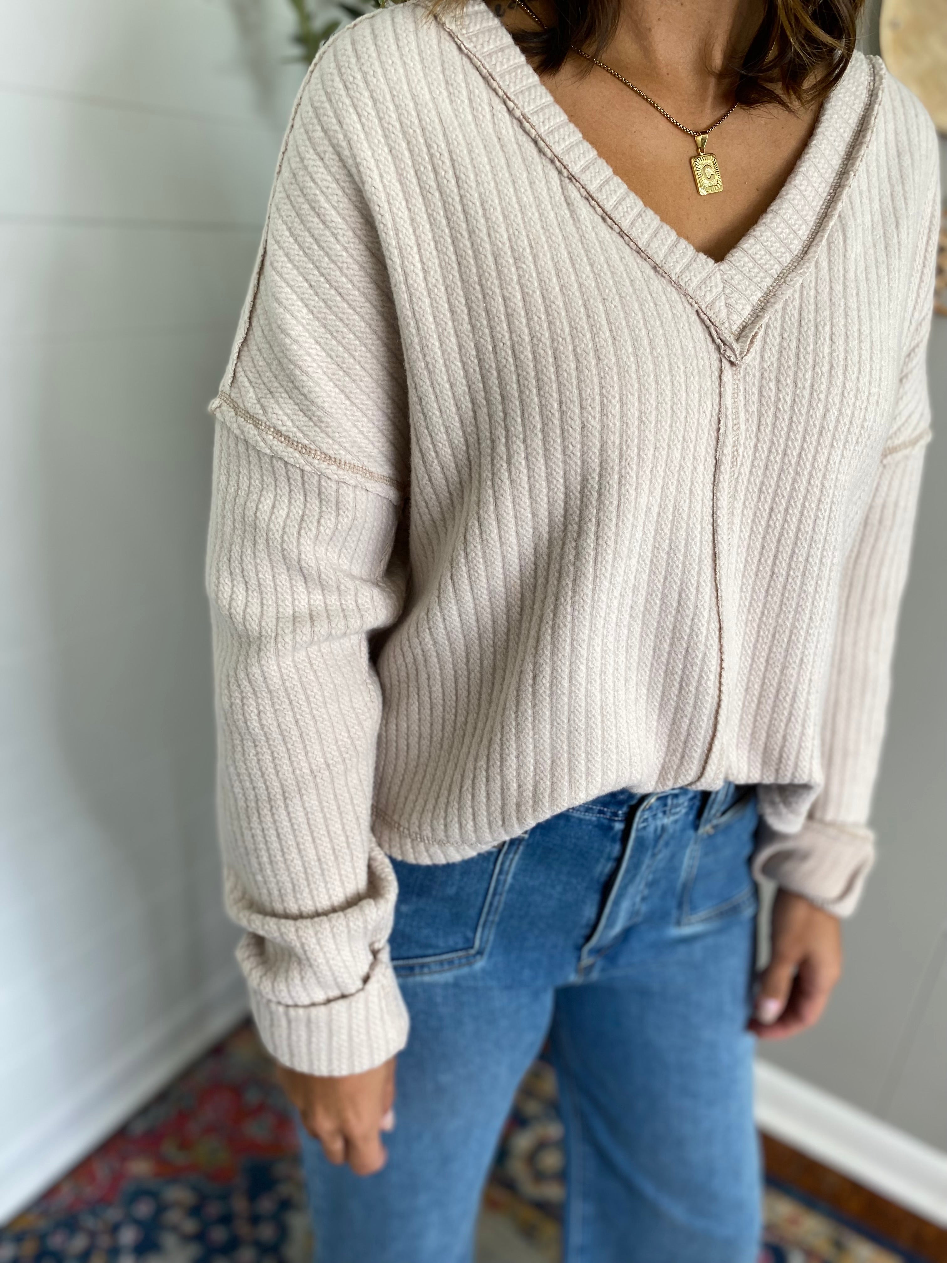 Casual Comfy Soft V-Neck Knit Top