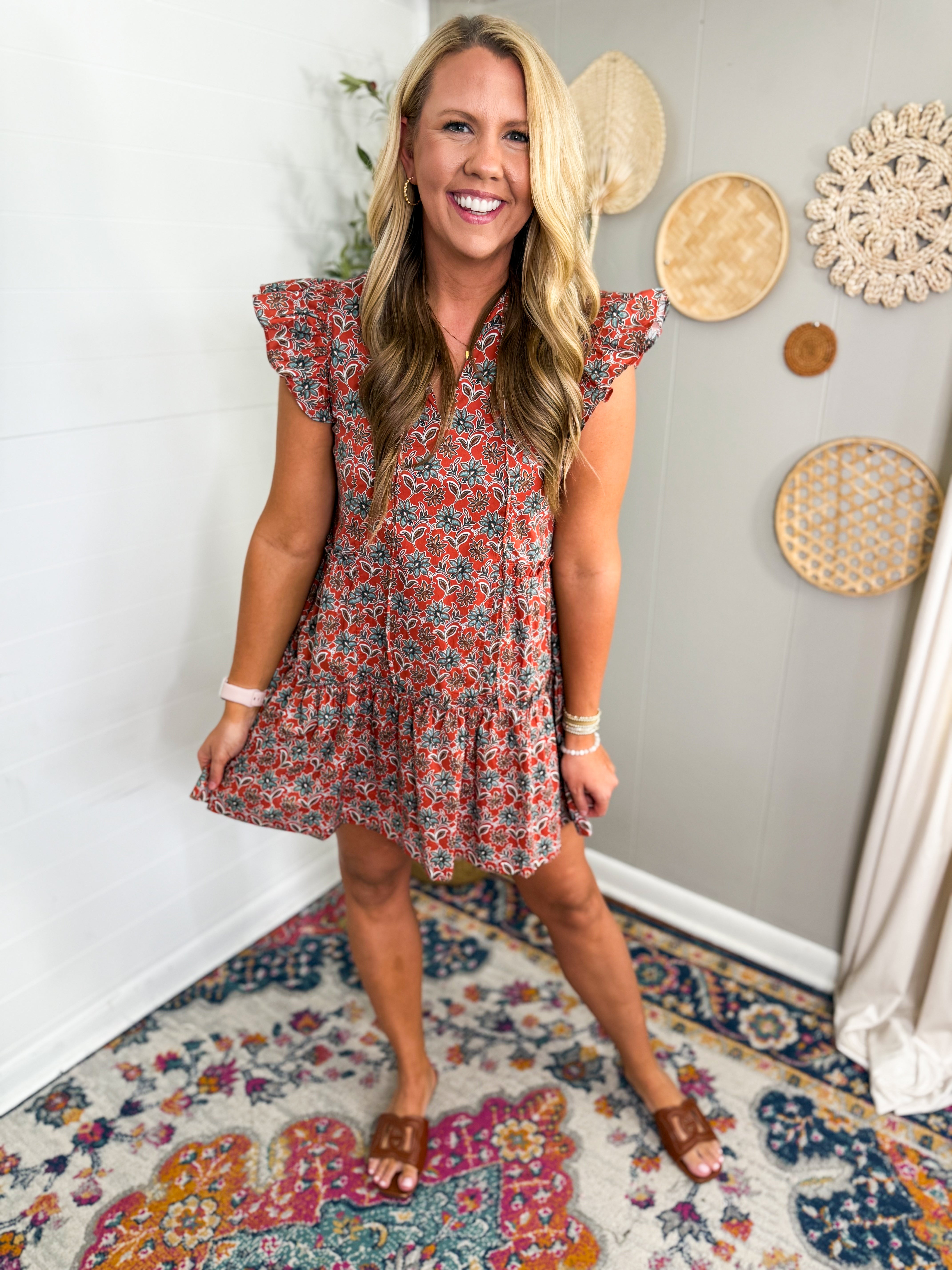 Fall Floral Tunic Mini Dress