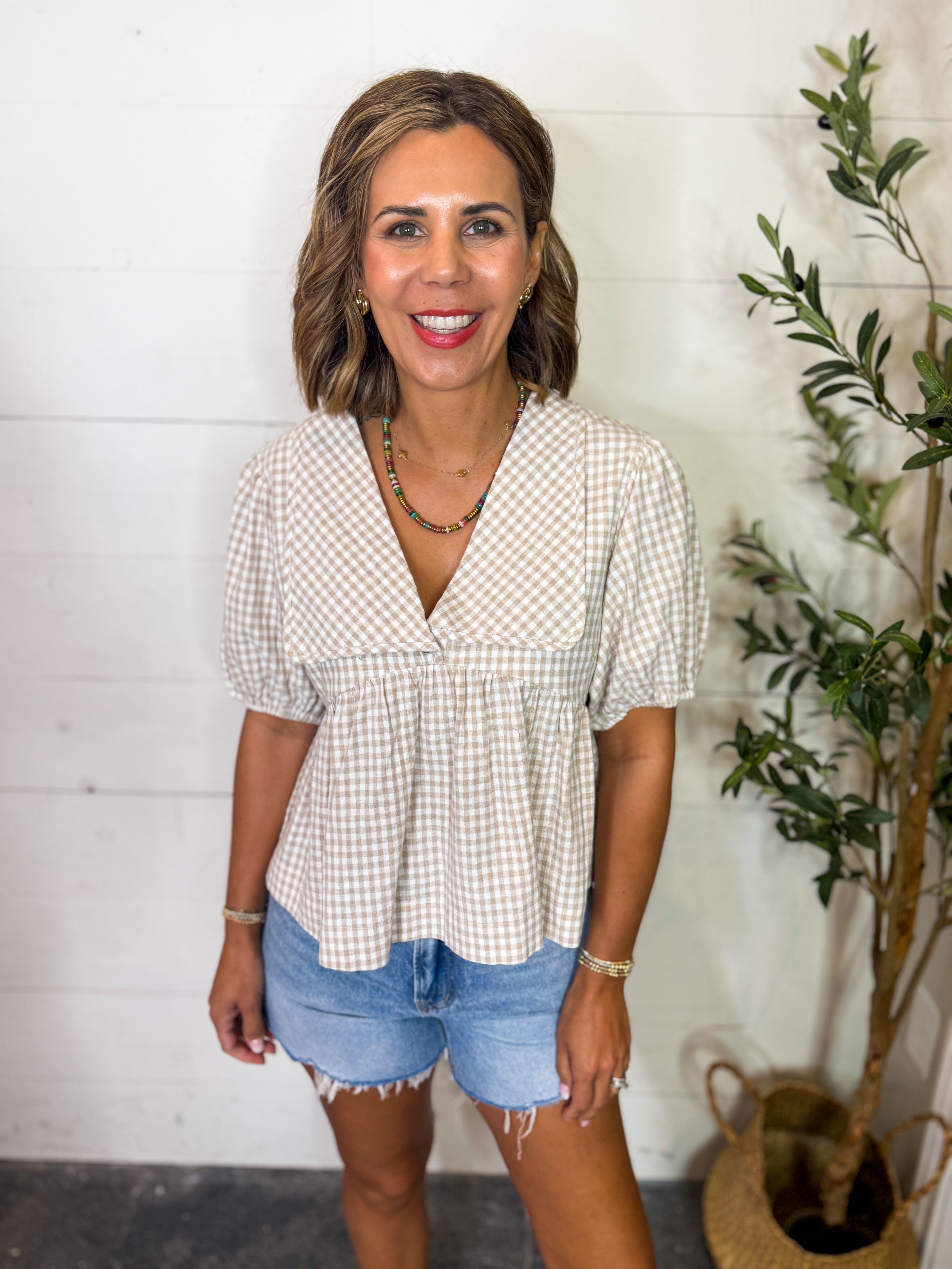 Gingham Collared Blouse