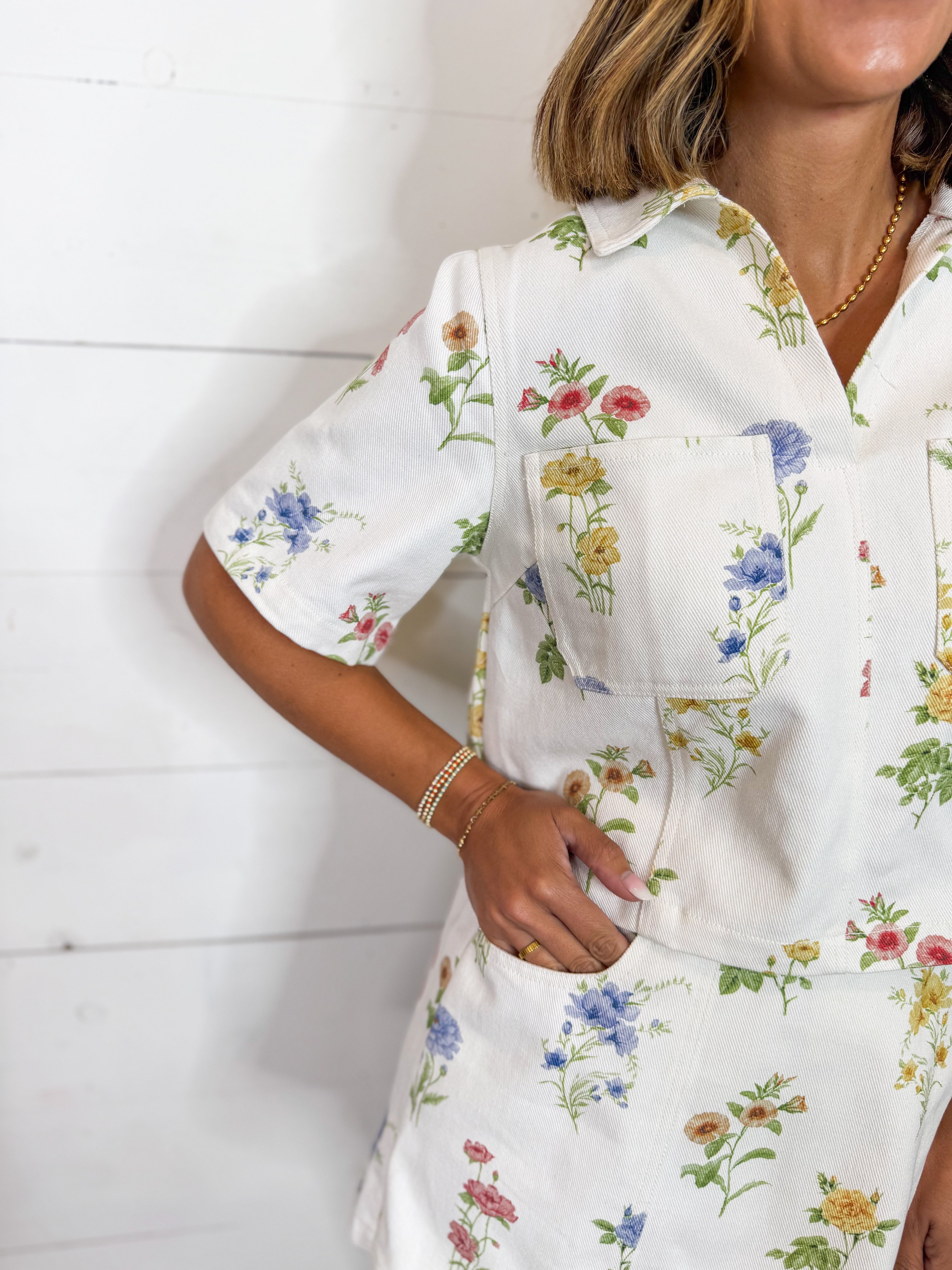 Botanical Short Sleeve Cropped Top