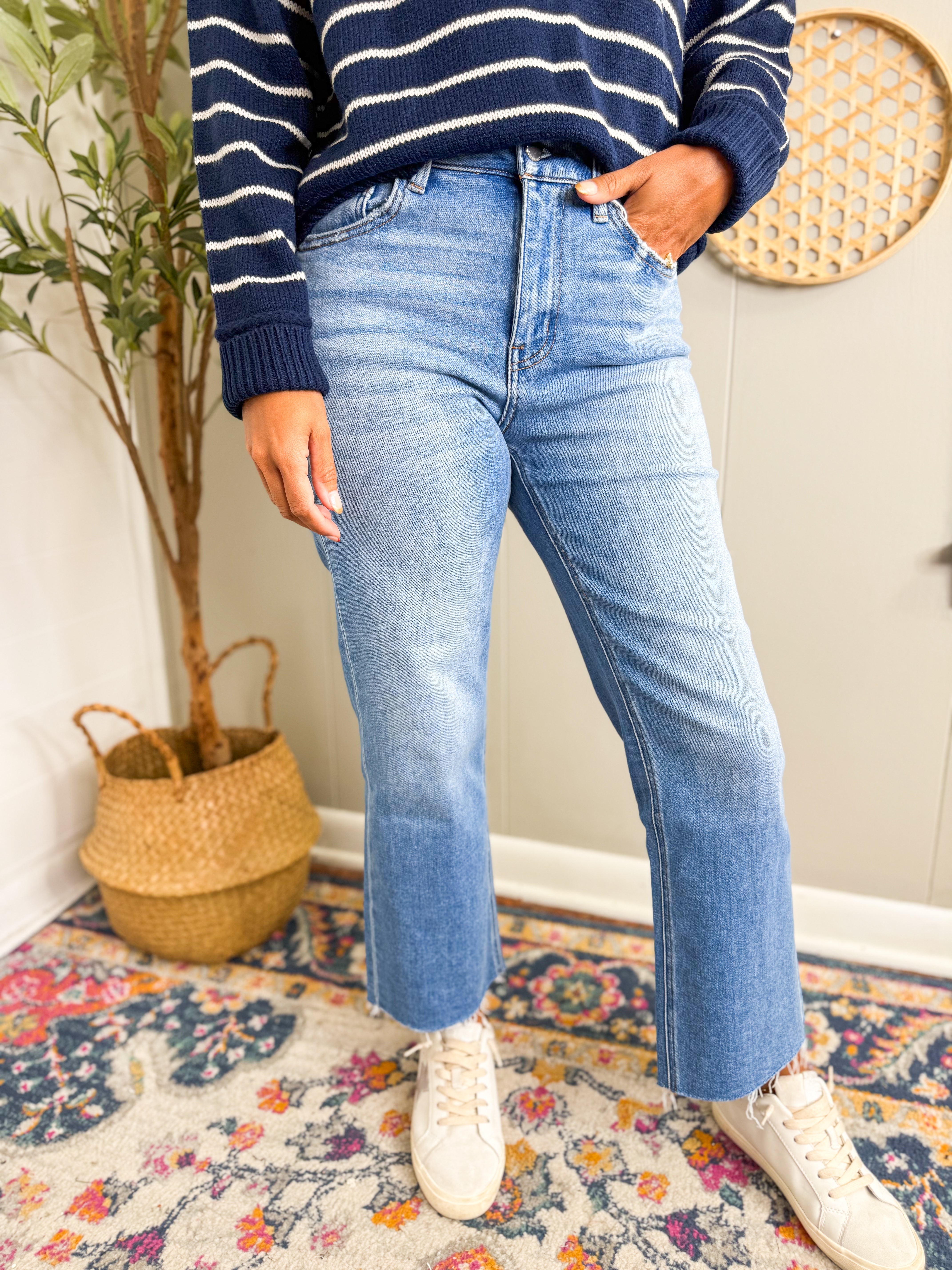 Flying Monkey High Rise Crop Slim Wide Leg